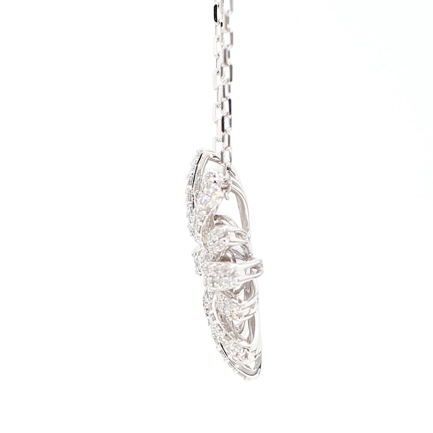 Natural White Round Diamond 0.78 Carat TW White Gold Drop Pendant