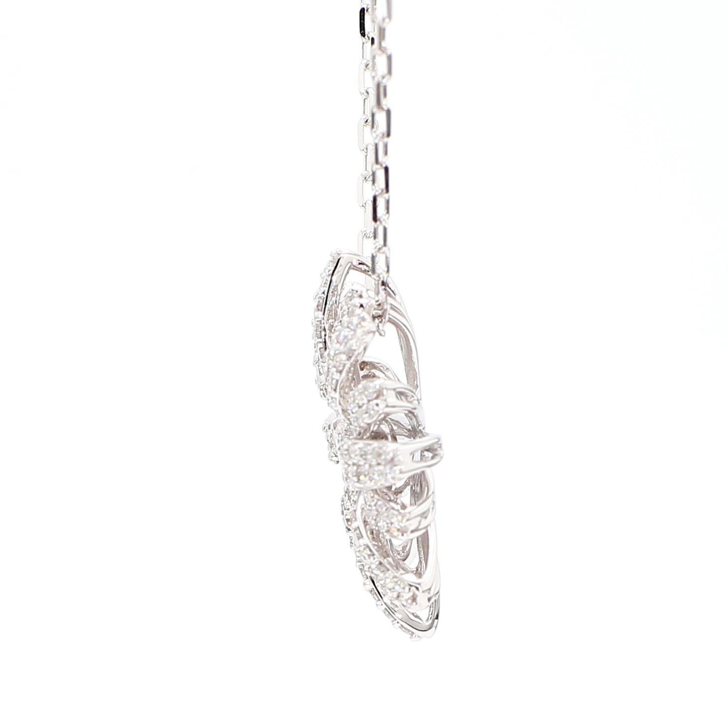 Natural White Round Diamond 0.78 Carat TW White Gold Drop Pendant