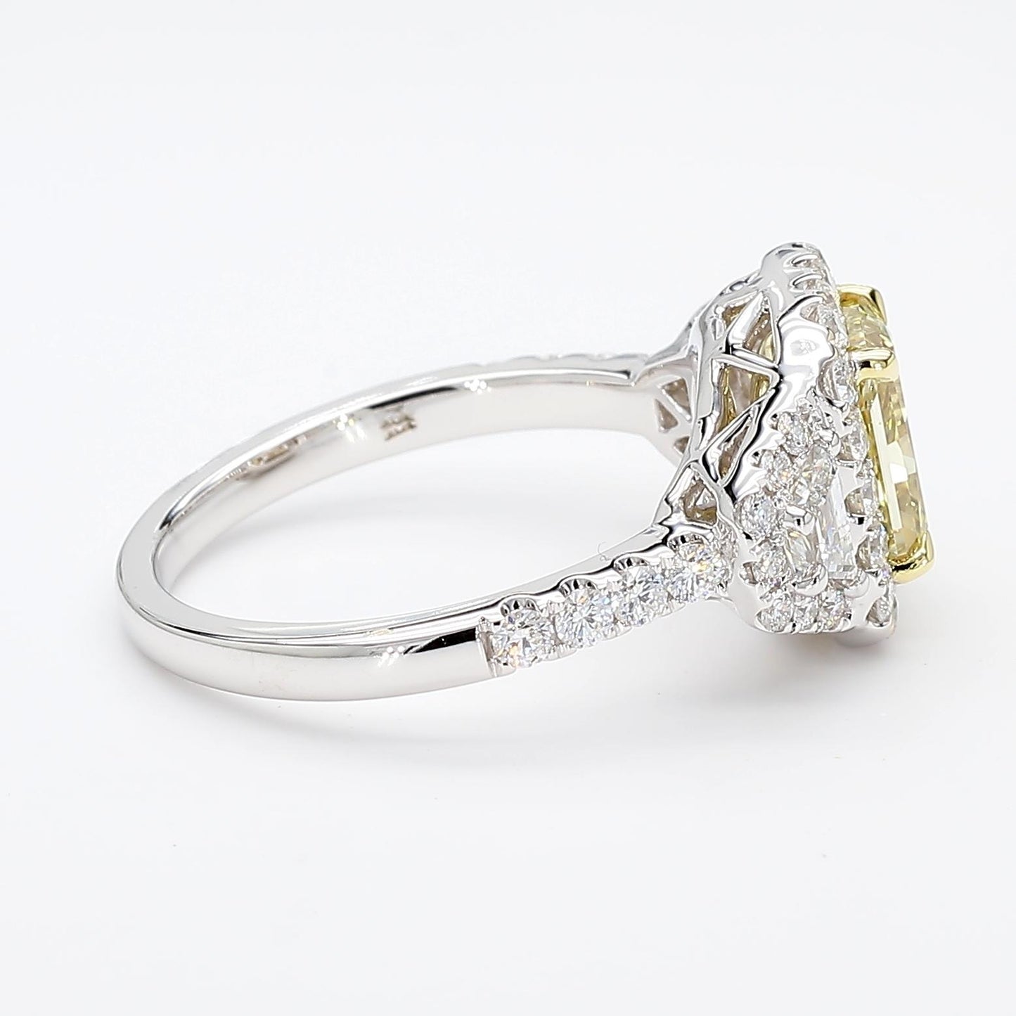 GIA Fancy Brownish Greenish Yellow Radiant Diamond 2.60 Carat TW Gold Ring