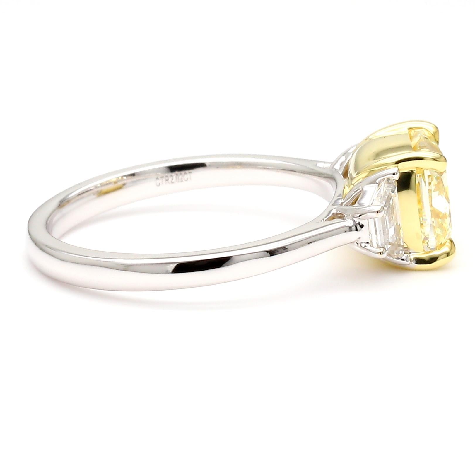 GIA Certified Natural Yellow Cushion Diamond 2.51 Carat TW Gold Cocktail Ring