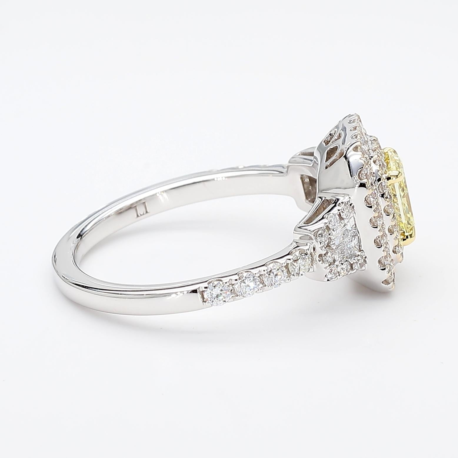 GIA Certified Fancy Yellow Radiant Diamond 1.21 Carat TW Gold Cocktail Ring