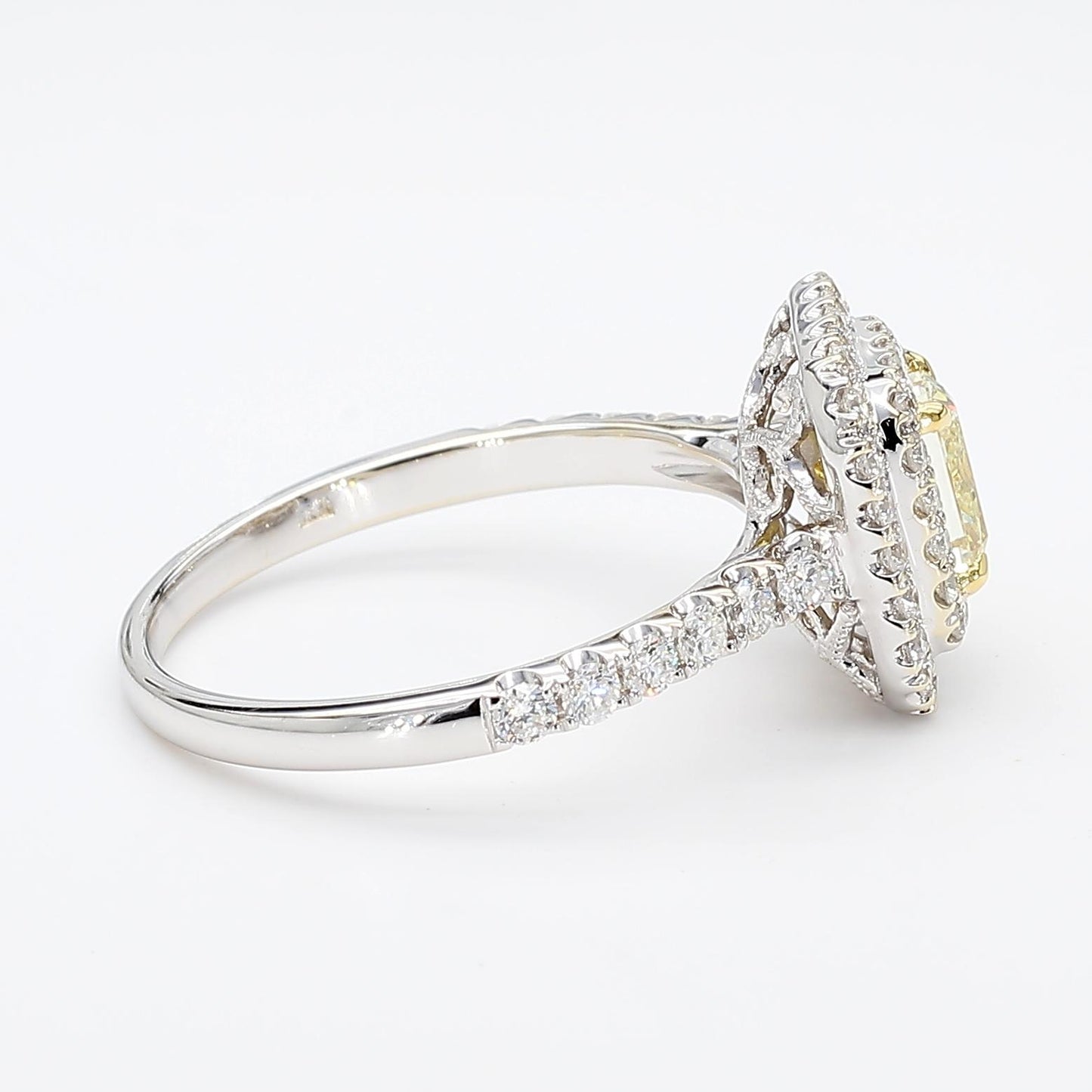 GIA Certified Natural Yellow Radiant Diamond 1.30 Carat TW Gold Cocktail Ring