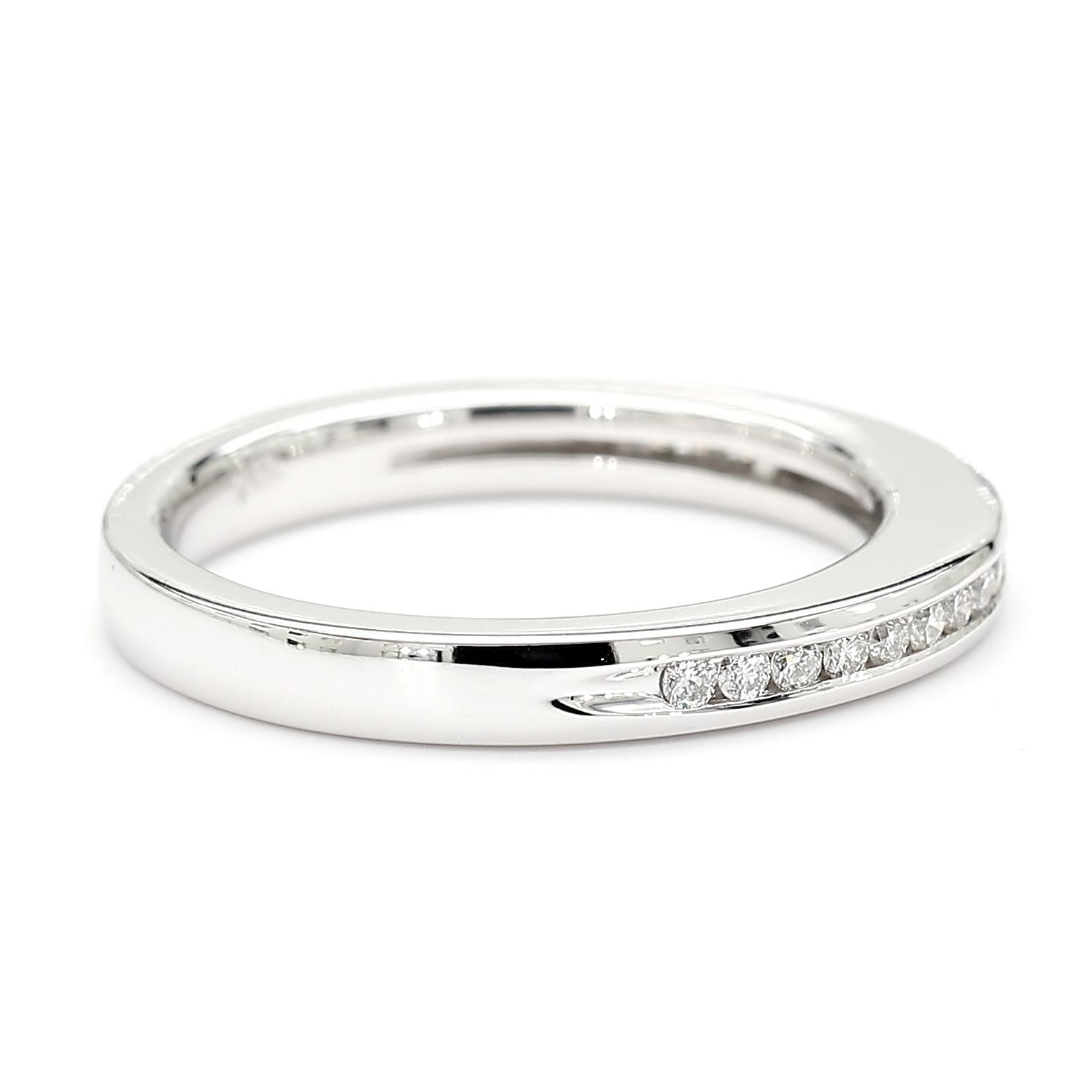 Natural White Round Diamond 0.19 Carat TW White Gold Wedding Band