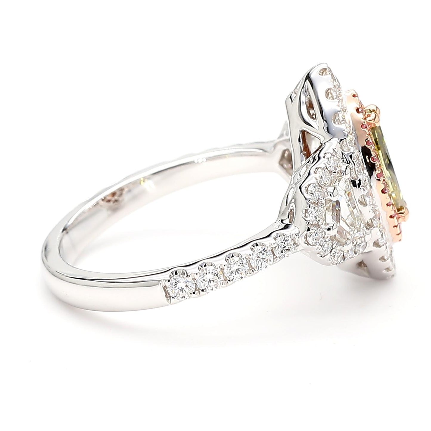 GIA Fancy Deep Brownish Greenish Yellow Marquise Diamond 1.60 Carat TW Gold Ring