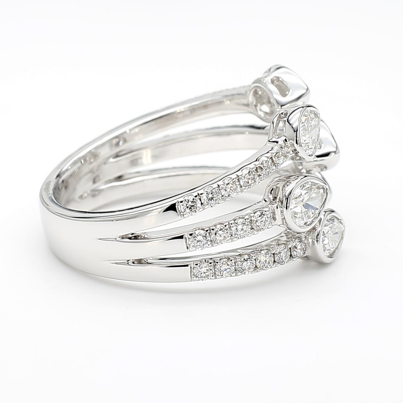 Natural White Pear Diamond 1.36 Carat TW White Gold Cocktail Ring