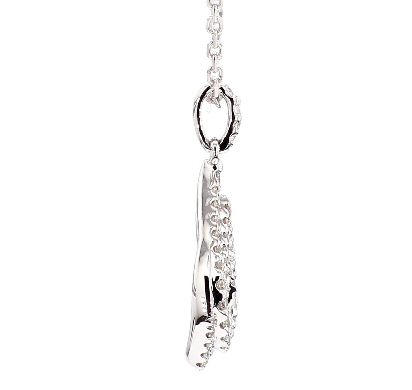 Natural White Round Diamond 0.34 Carat TW White Gold Drop Pendant