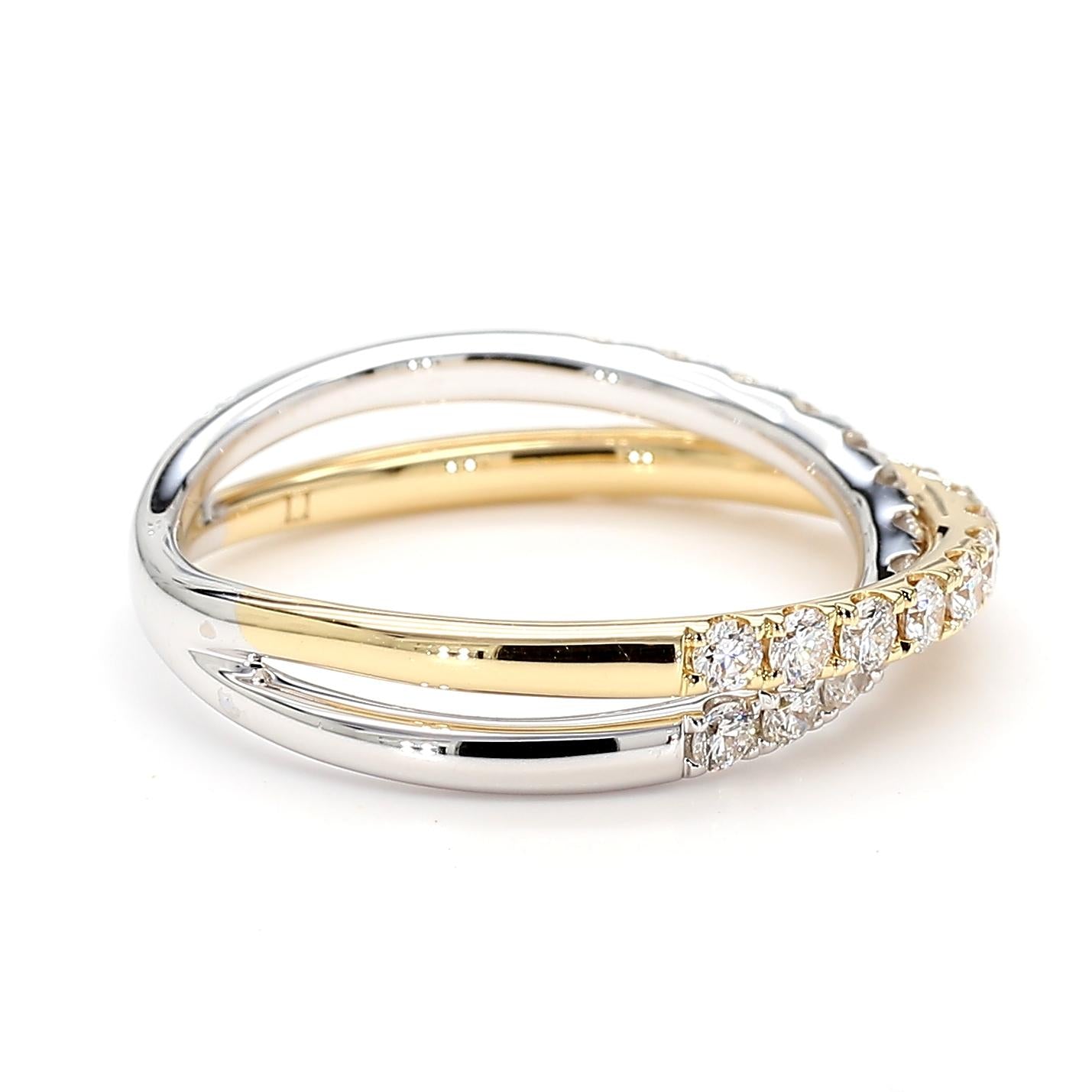 Natural White Round Diamond .71 Carat TW Gold Wedding Band