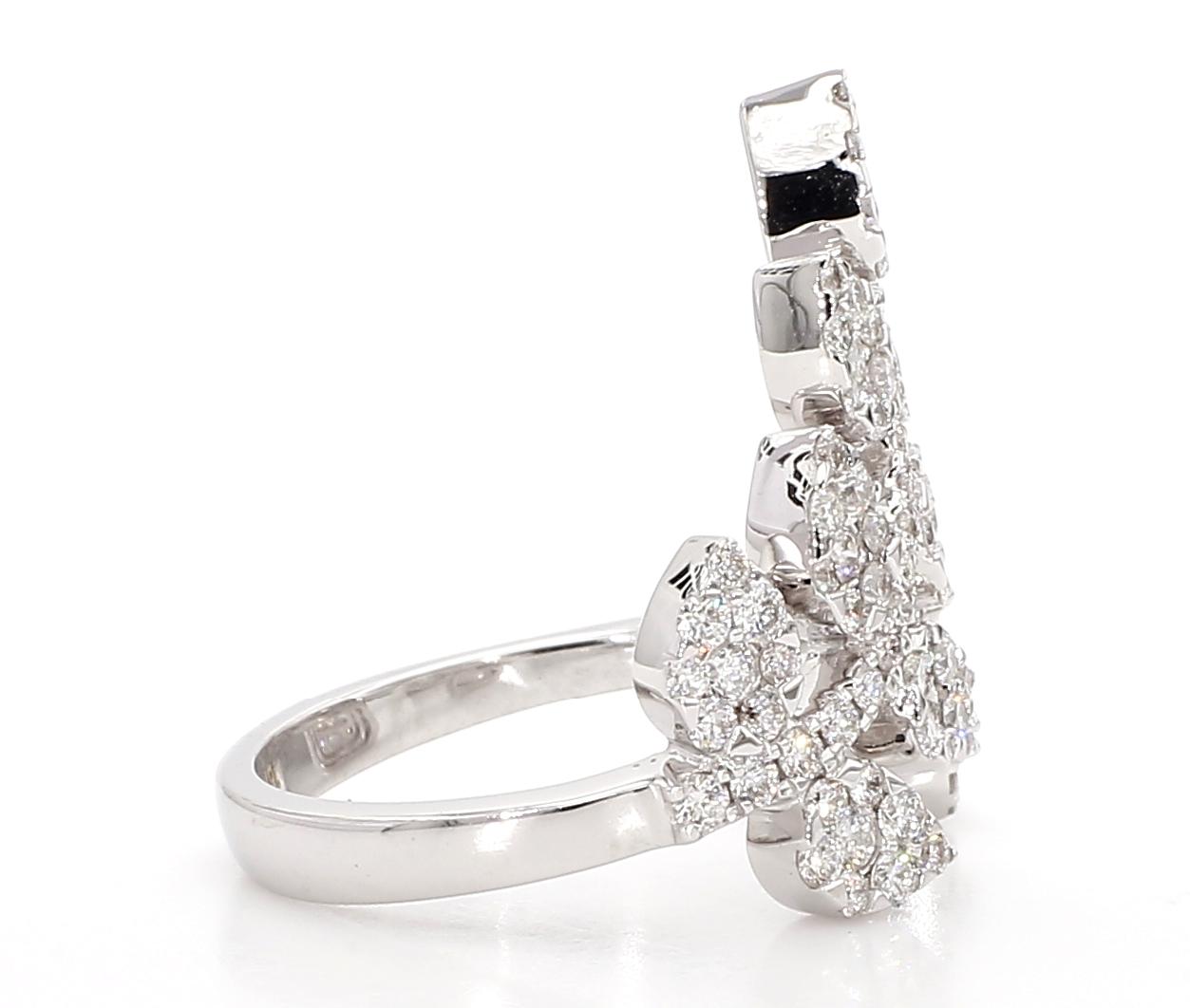 Natural White Baguette Diamond 1.41 Carat TW White Gold Cocktail Ring