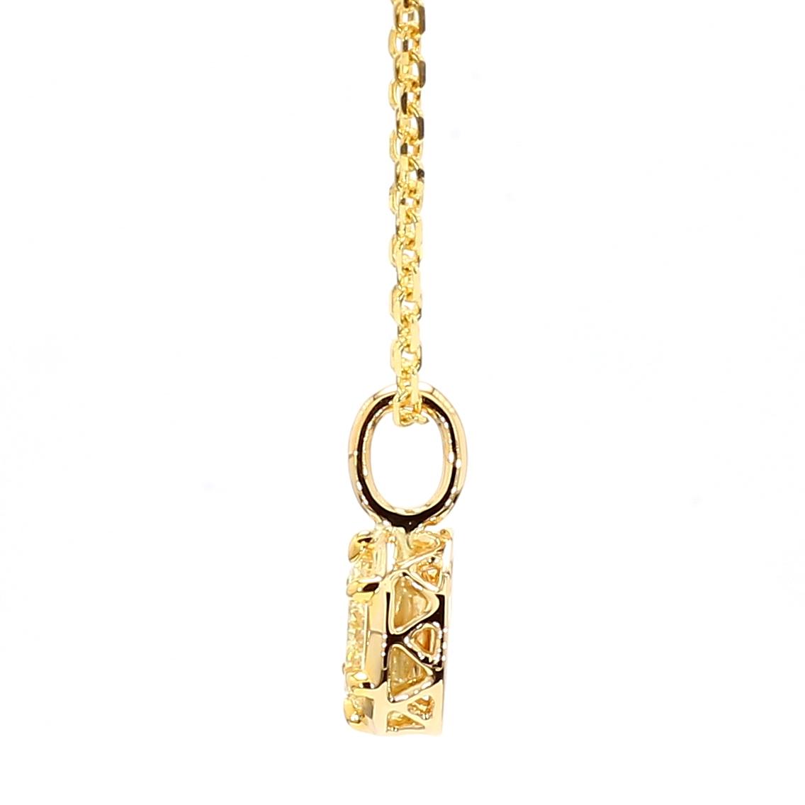 GIA Certified Natural Yellow Oval Diamond 0.80 Carat TW Gold Drop Pendant