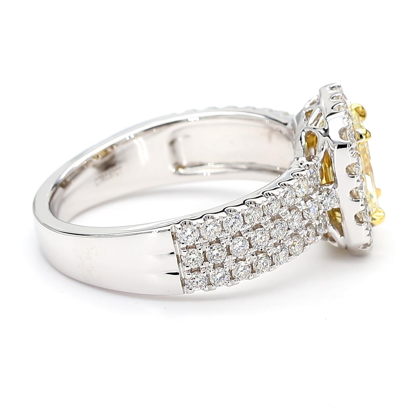 GIA Certified Natural Yellow Radiant Diamond 1.81 Carat TW Gold Cocktail Ring