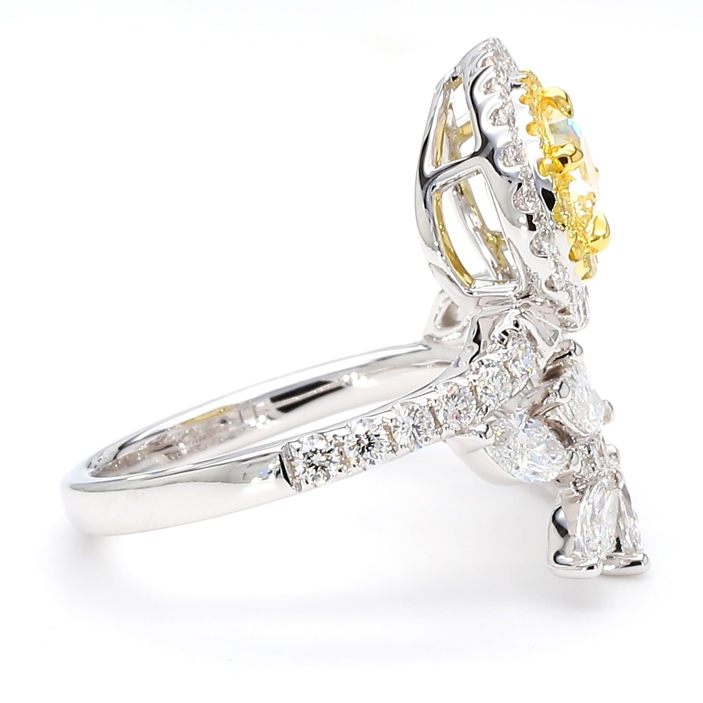 GIA Certified Natural Yellow Oval Diamond 2.74 Carat TW Gold Cocktail Ring