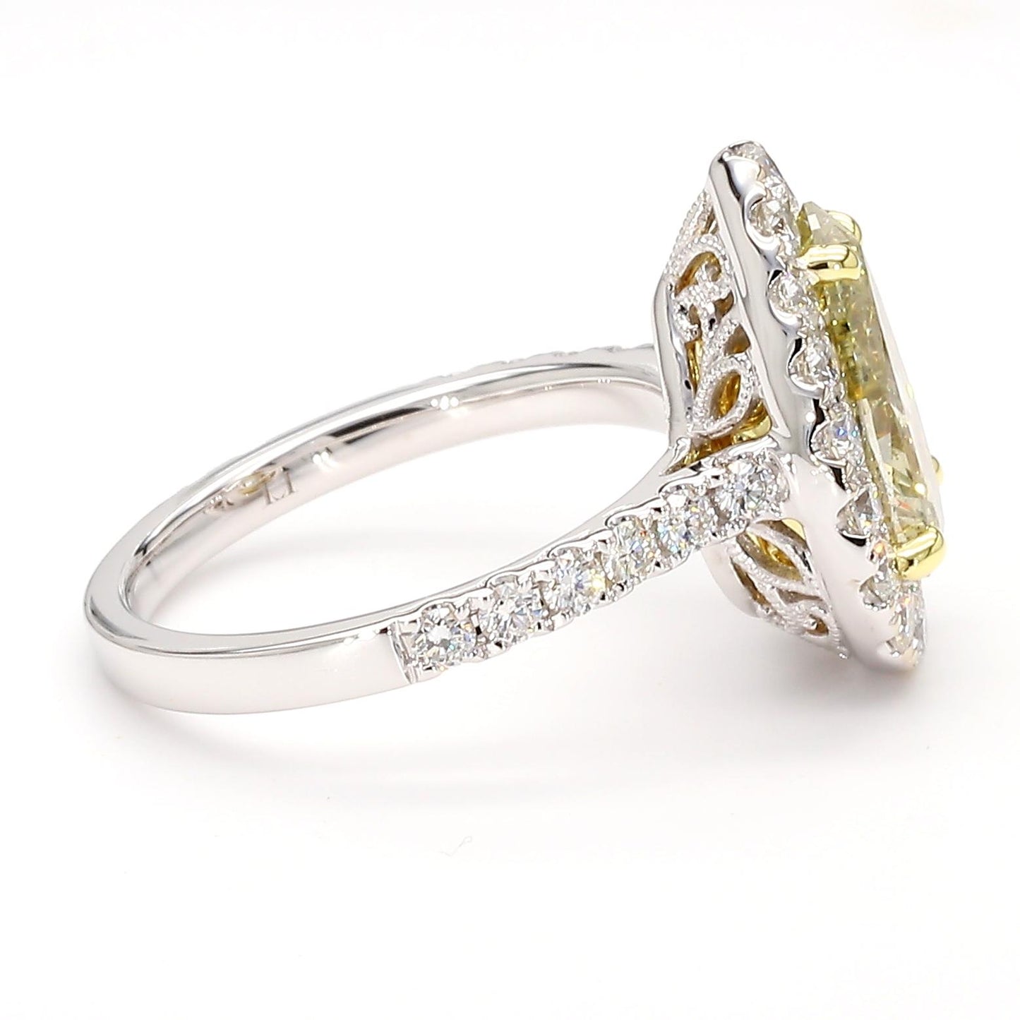 GIA Certified Fancy Brown-Greenish Yellow Pear Diamond 3.53 Carat TW Gold Ring