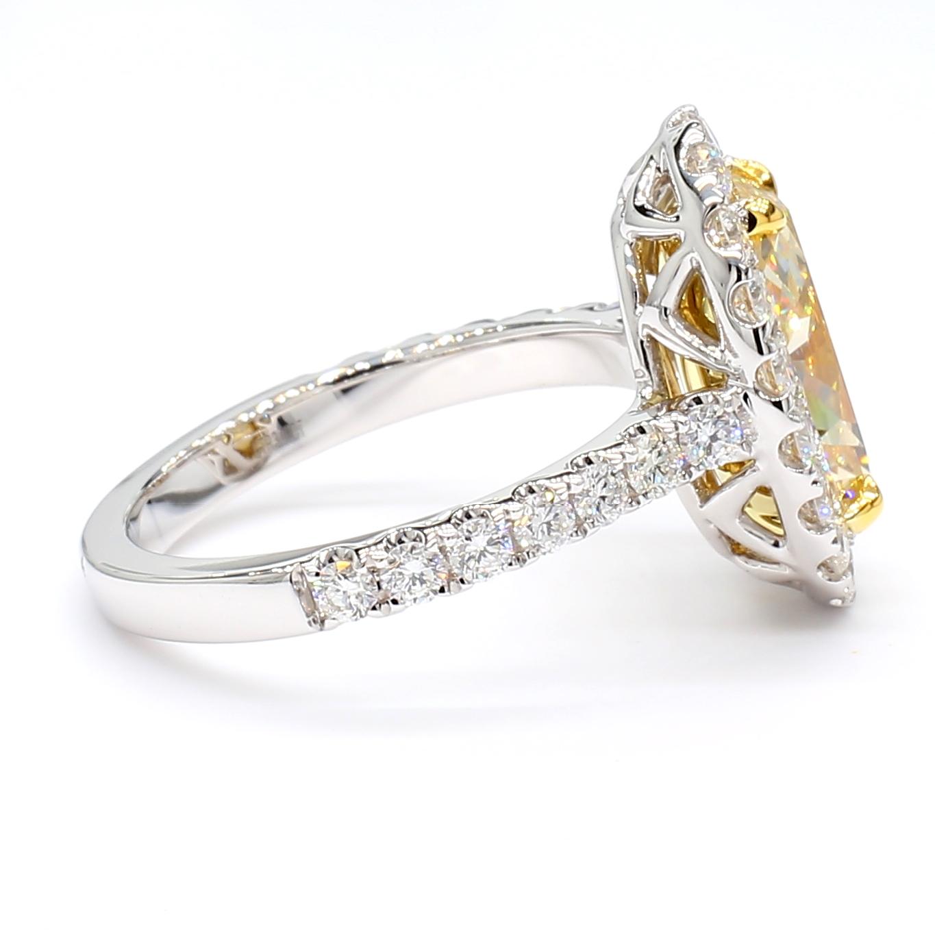 GIA Certified Fancy Brownish Yellow Oval Diamond 4.06 Carat TW Cocktail Ring