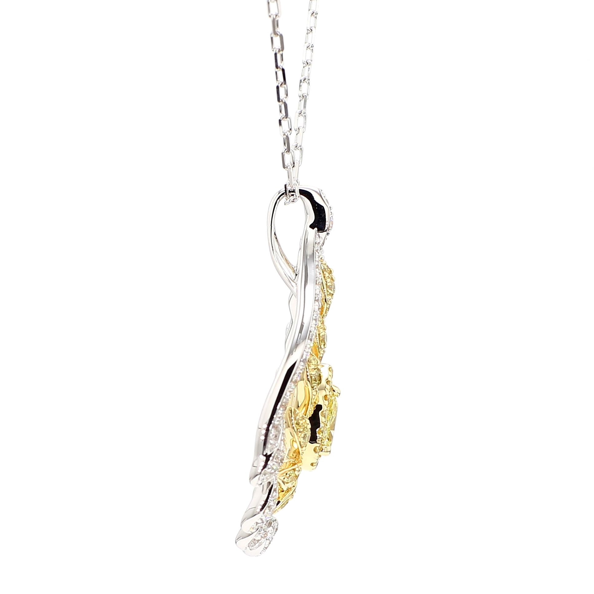 Natural Yellow Pear Diamond 1.28 Carat TW Gold Drop Pendant