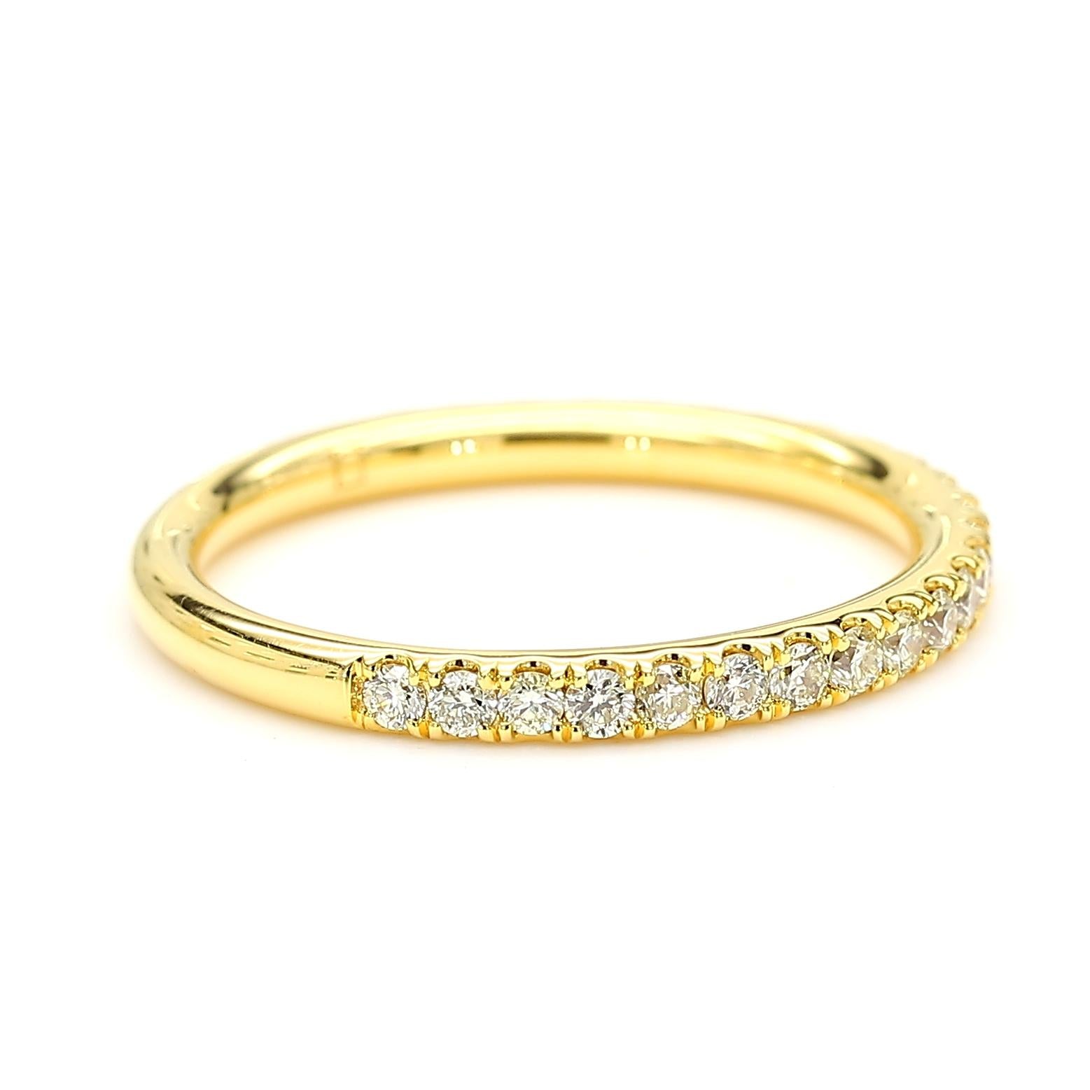 Natural Yellow Round Diamond .42 Carat TW Yellow Gold Wedding Band