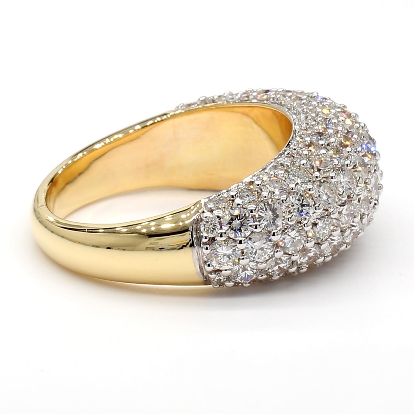 Natural White Round Diamond 3.53 Carat TW White Gold Cocktail Band