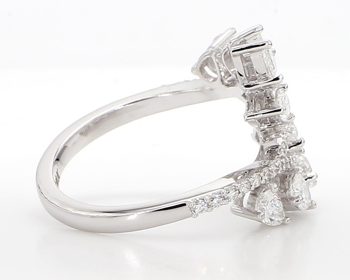 Natural White Pear Diamond 1.28 Carat TW White Gold Cocktail Ring