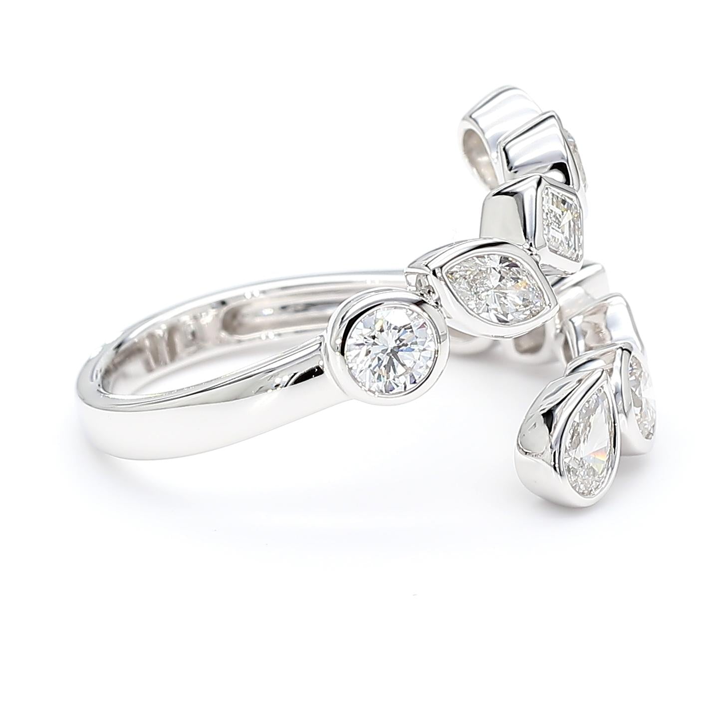 Natural White Diamond 1.51 Carat TW Gold Cocktail Ring