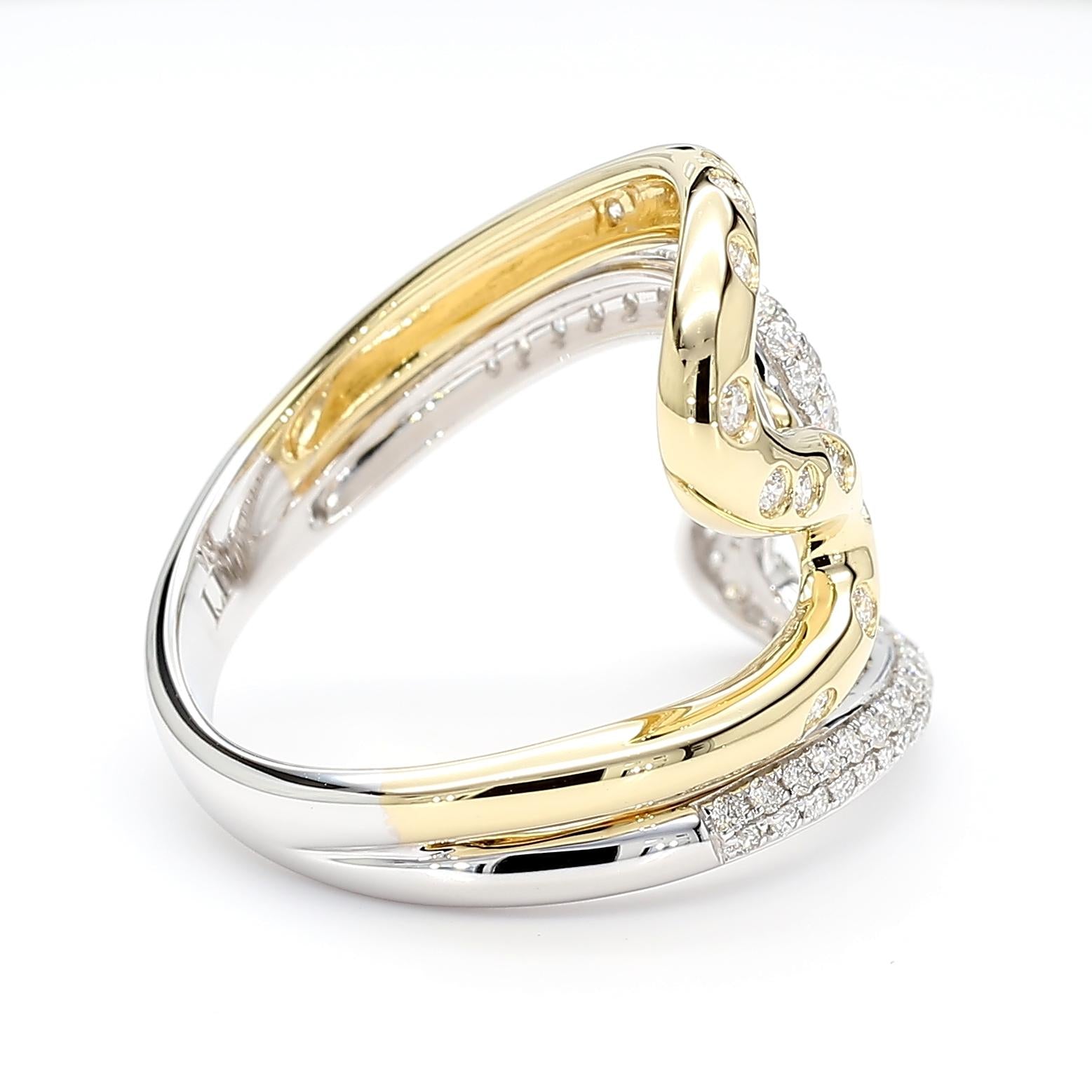 Natural White Round Diamond 0.72 Carat TW Gold Cocktail Ring