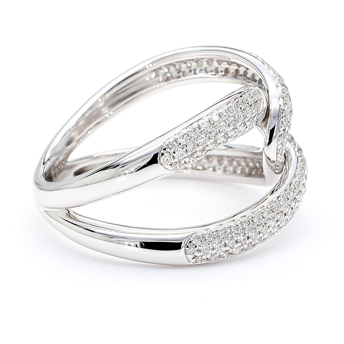 Natural White Round Diamond 0.61 Carat TW White Gold Cocktail Ring