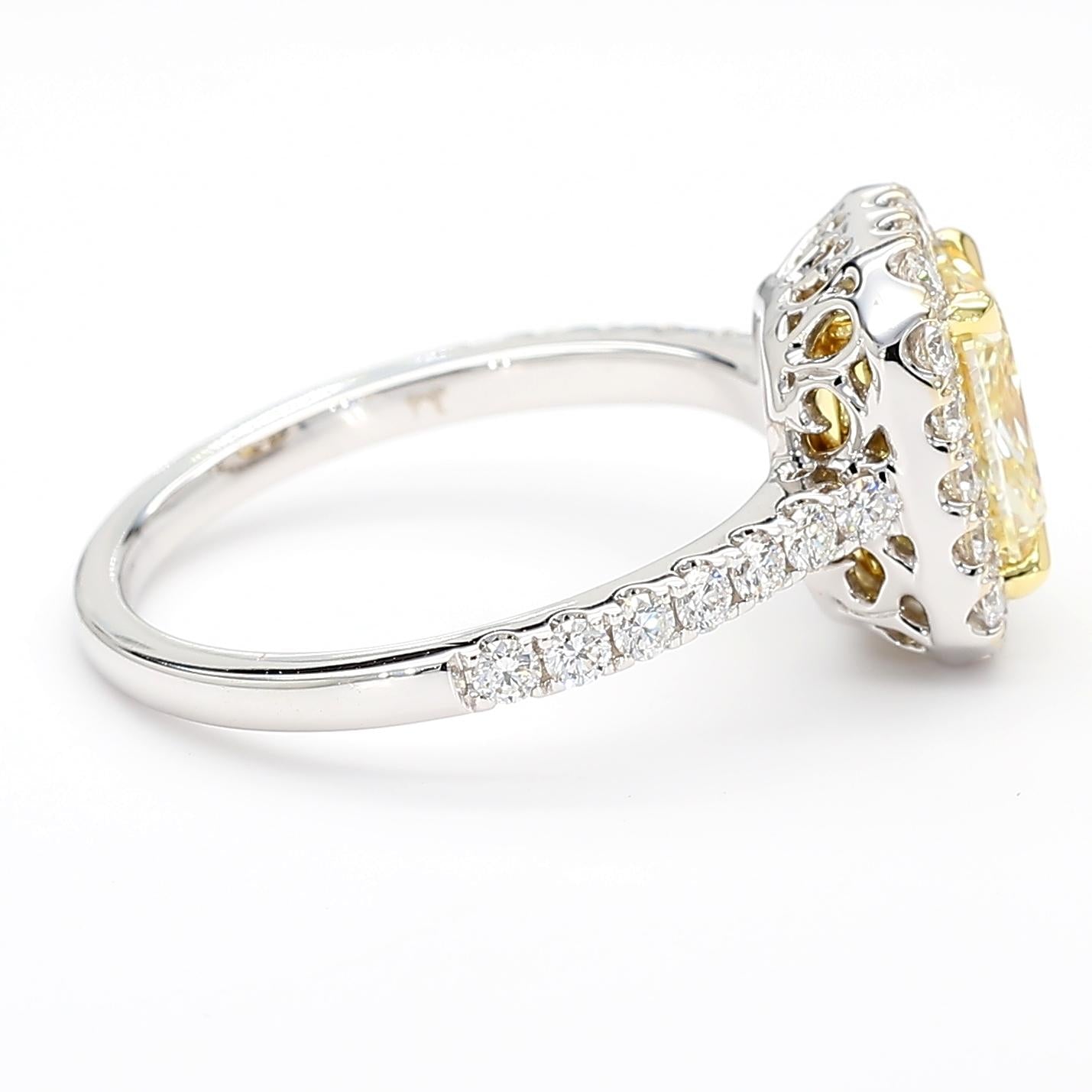 GIA Certified Natural Yellow Radiant Diamond 2.22 Carat TW Gold Cocktail Ring