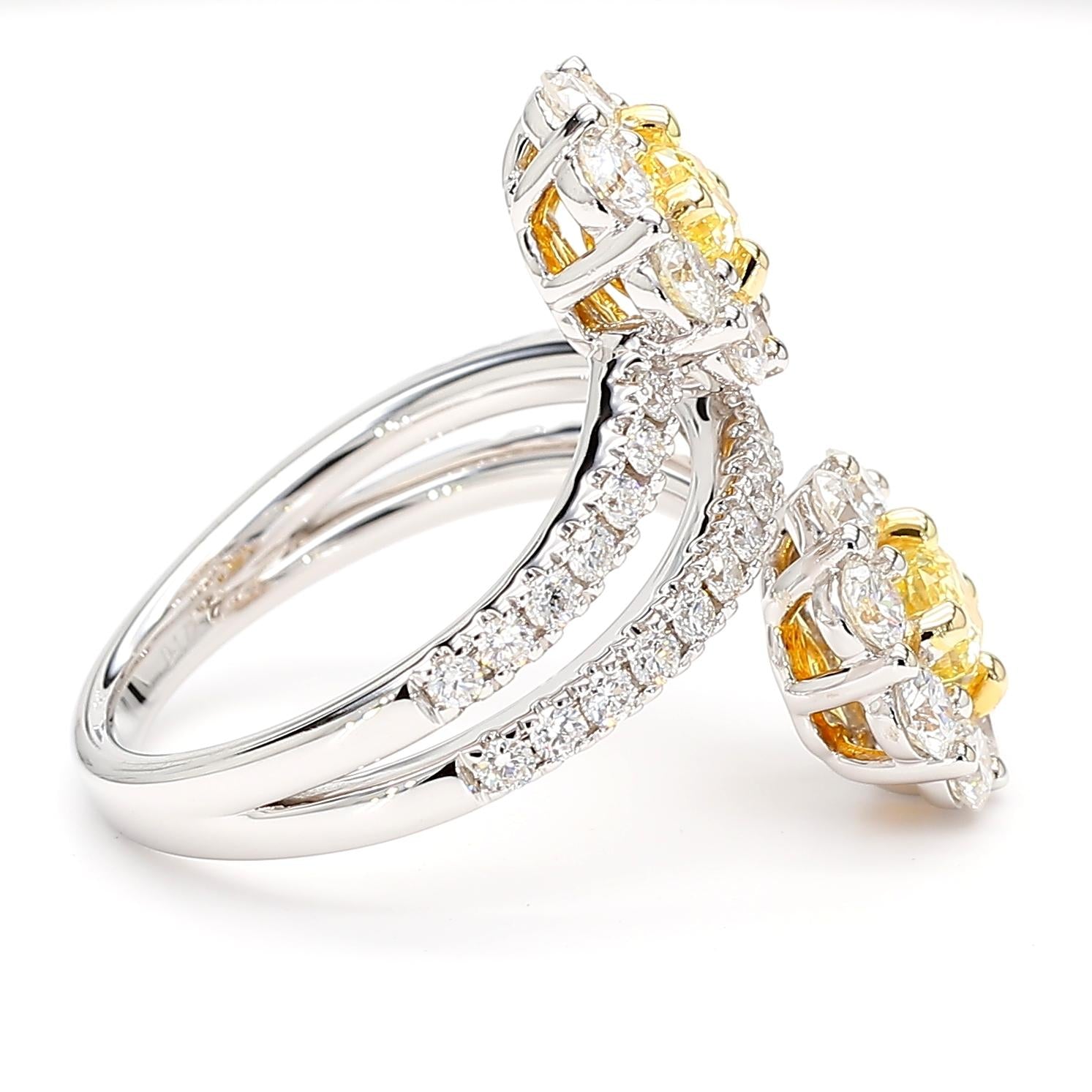 Natural Yellow Cushion Diamond 2.43 Carat TW Gold Cocktail Ring
