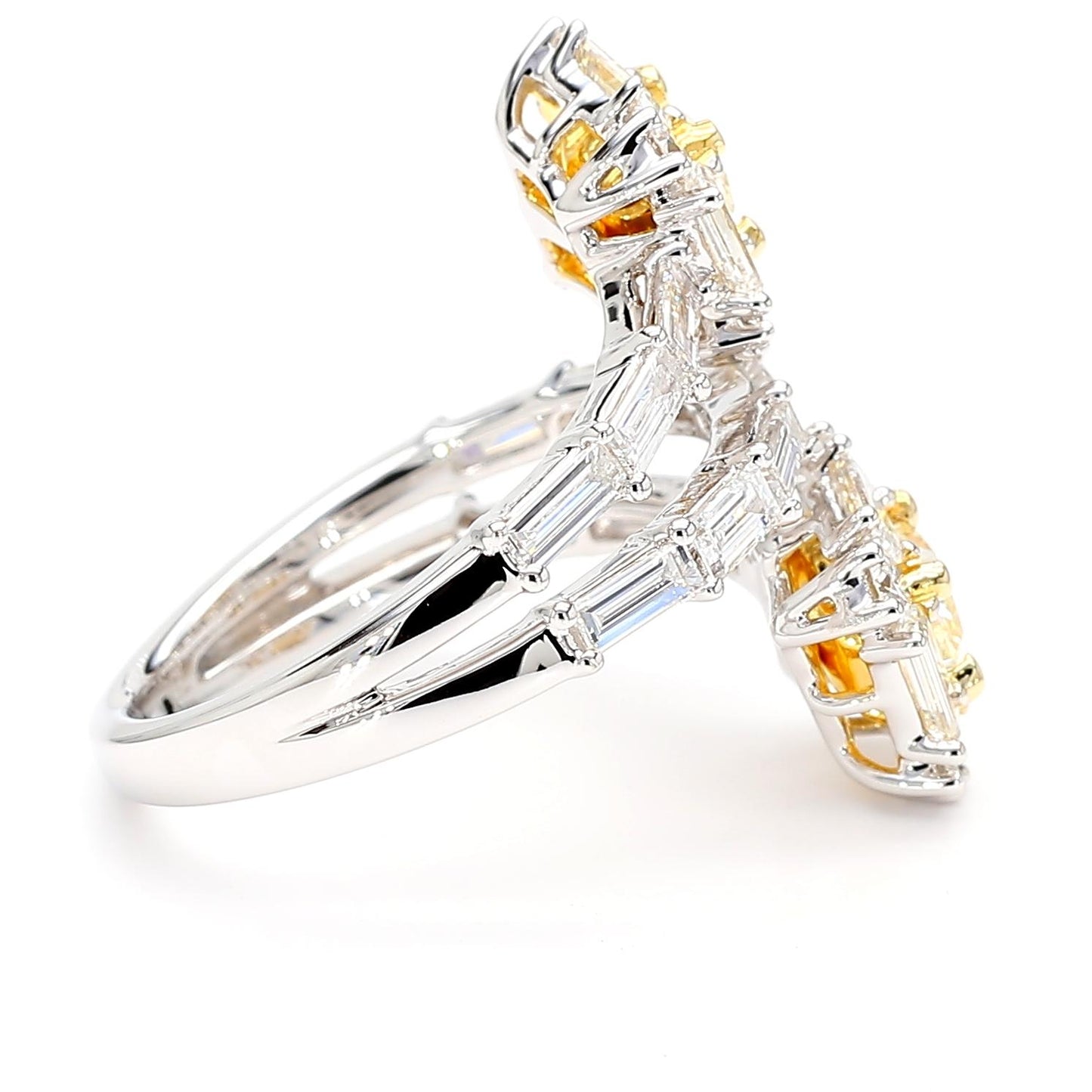 Natural Yellow Cushion Diamond 2.48 Carat TW Gold Cocktail Ring