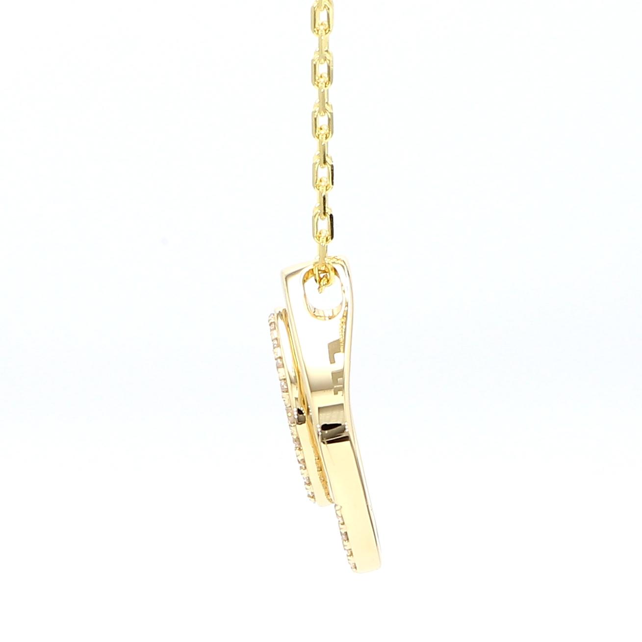 Natural White Round Diamond .19 Carat TW Yellow Gold Drop Pendant
