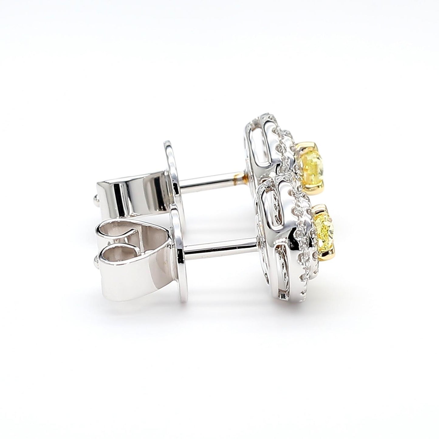 Natural Yellow Pear Diamond 0.74 Carat TW Gold Drop Earrings