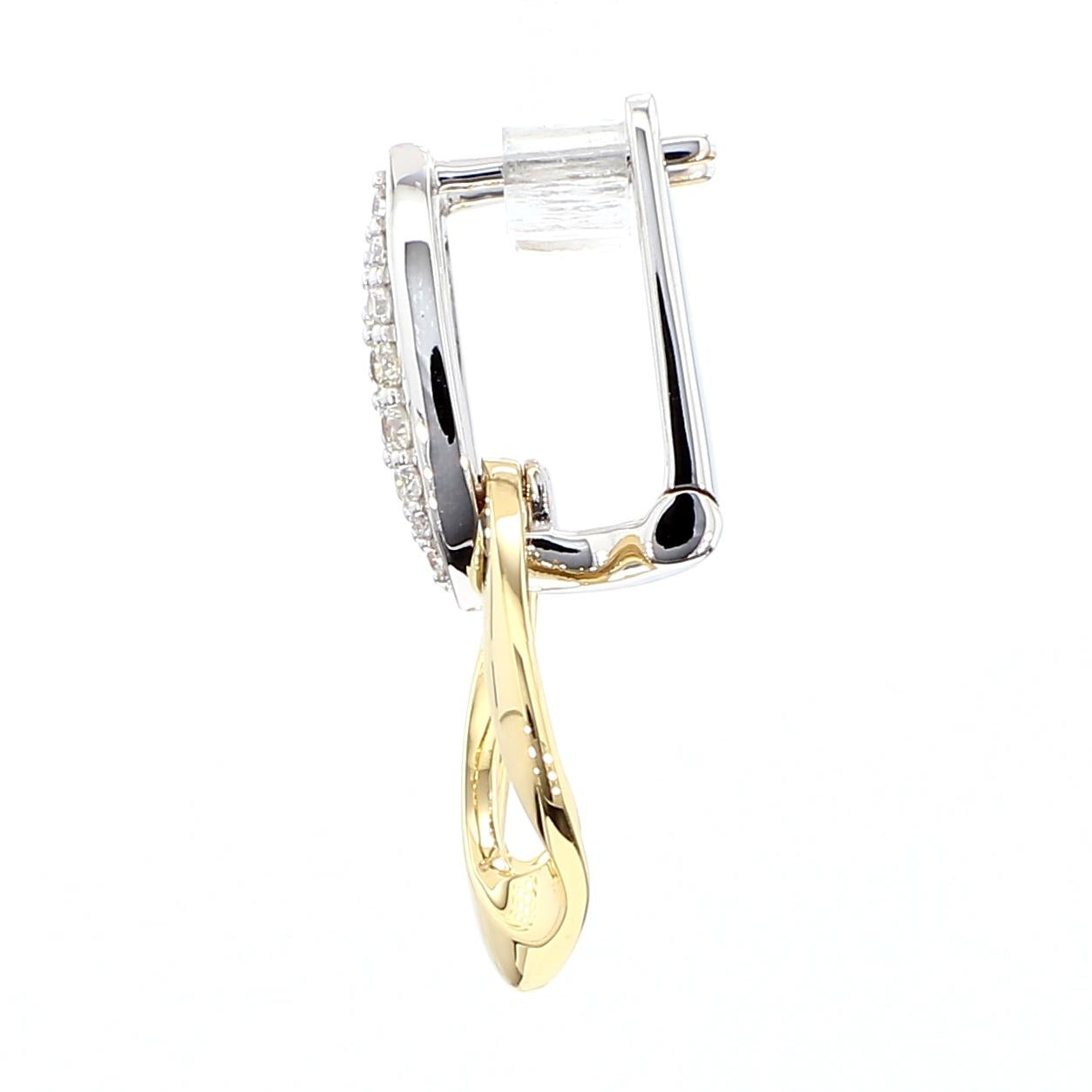 Natural White Round Diamond 0.37 Carat TW Gold Dangle Earrings