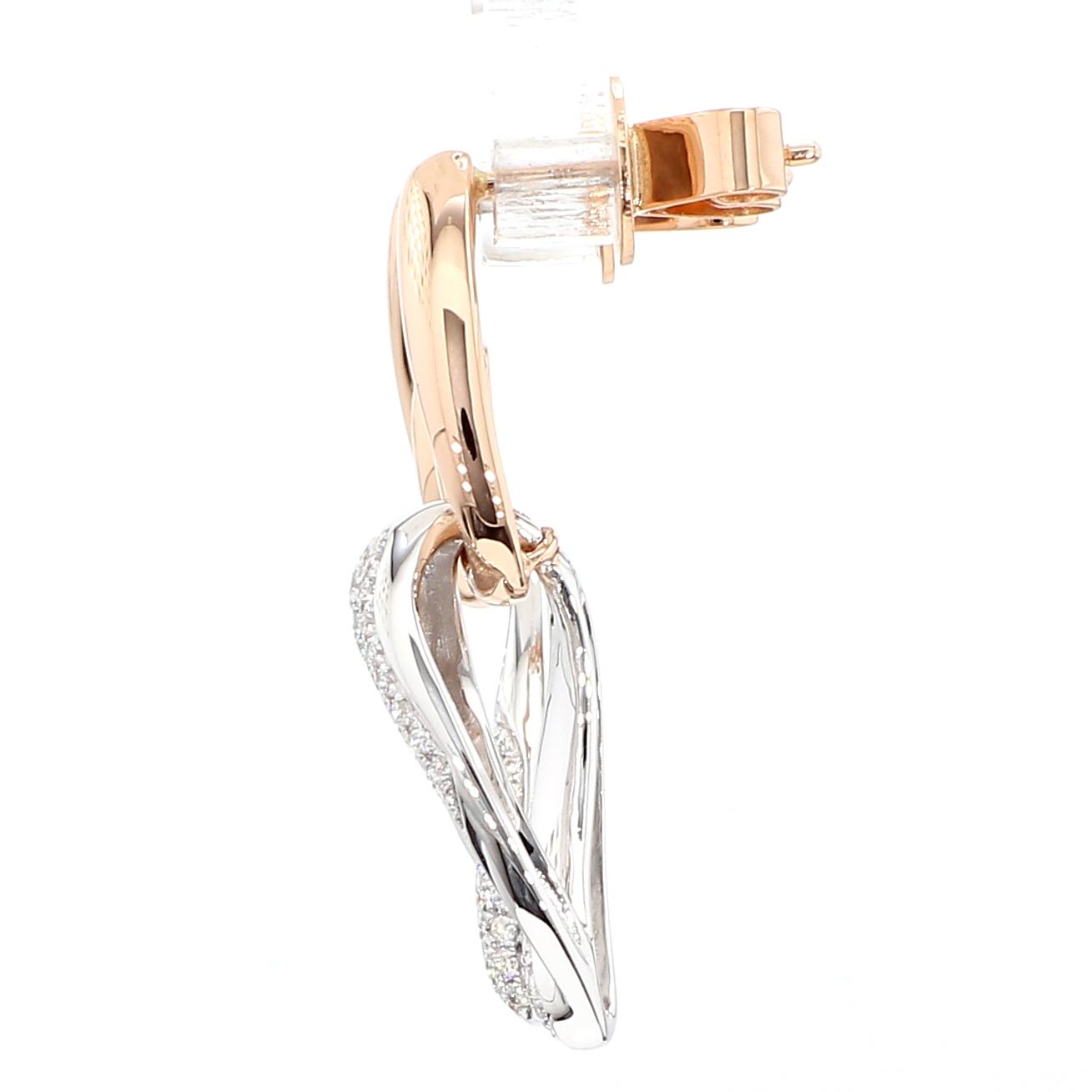 Natural White Round Diamond 0.33 Carat TW Rose Gold Dangle Earrings