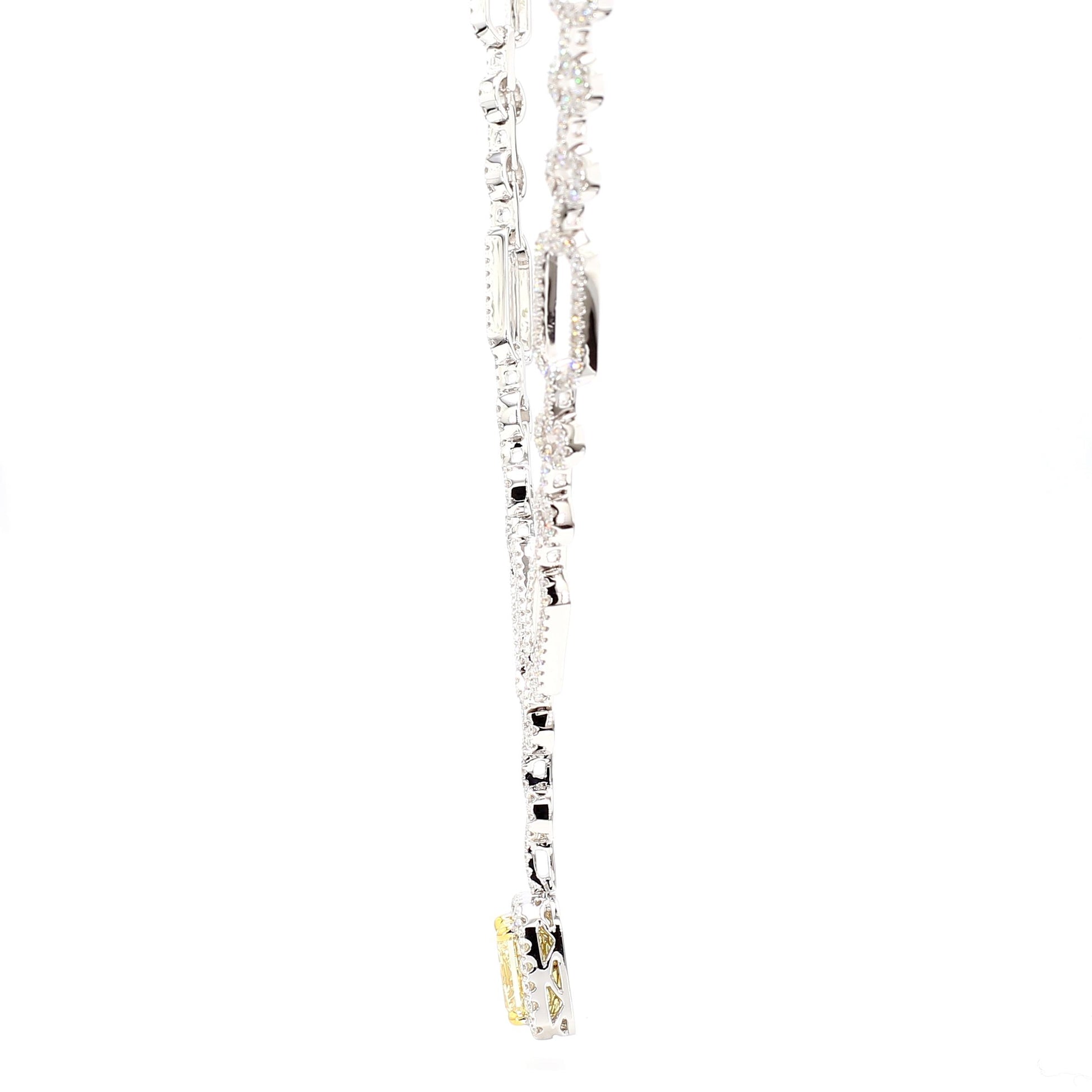 GIA Certified Natural Yellow Radiant Diamond 7.91 Carat TW Gold Drop Necklace