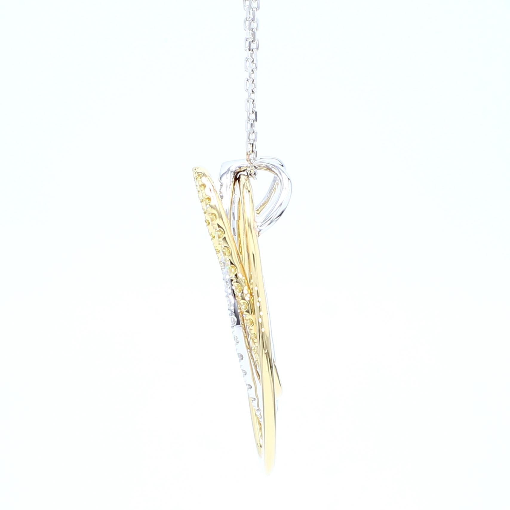 Natural Yellow Round Diamond .70 Carat TW Gold Drop Pendant