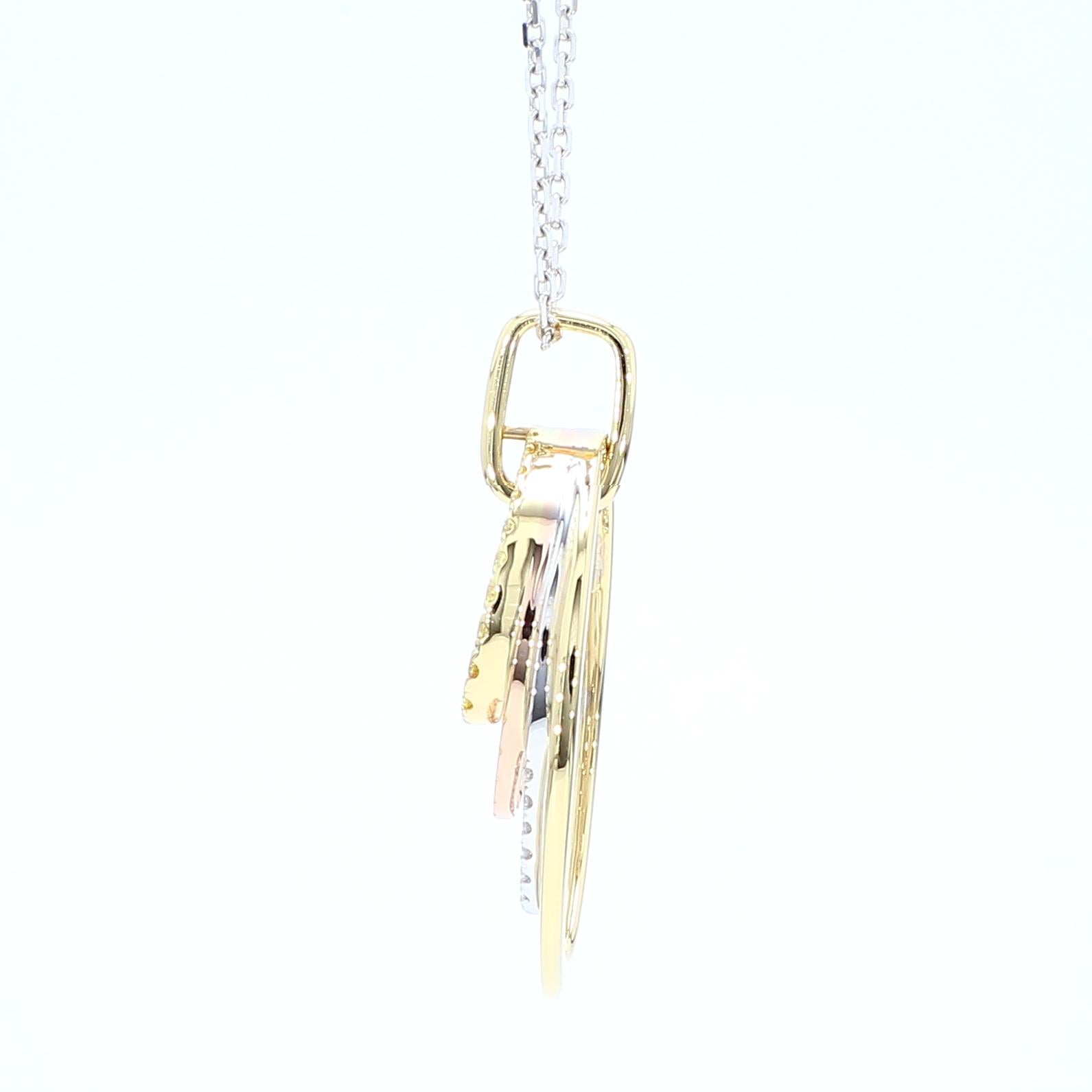 Natural Yellow Round Diamond .28 Carat TW Gold Drop Pendant