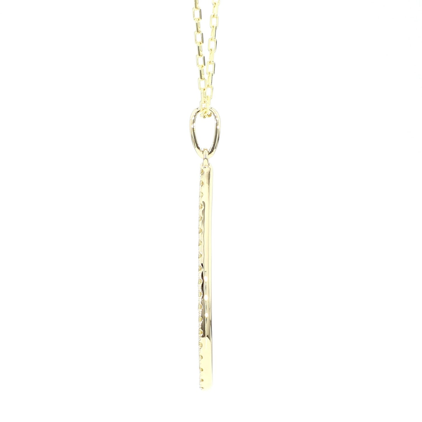 Natural Yellow Round Diamond .28 Carat TW Gold Drop Pendant