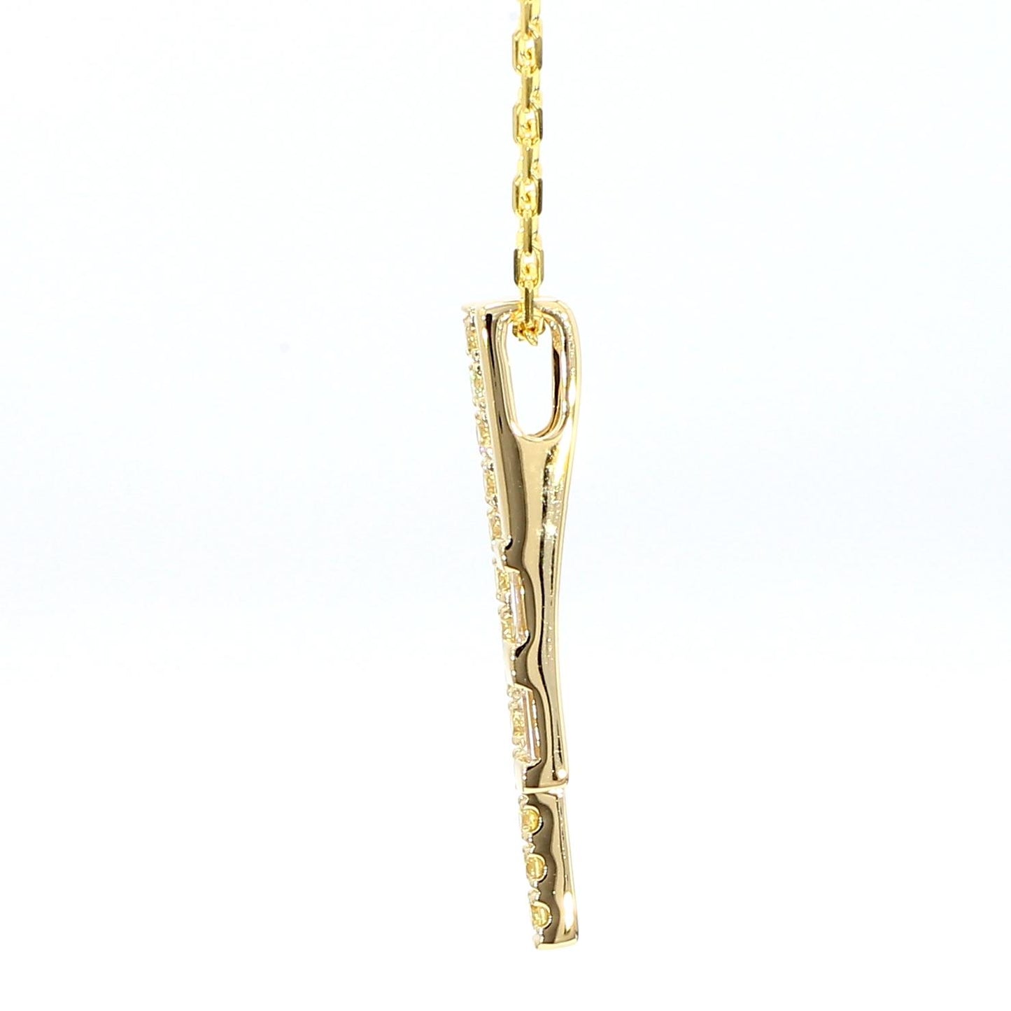Natural White Baguette Diamond 0.37 Carat TW Yellow Gold Drop Pendant