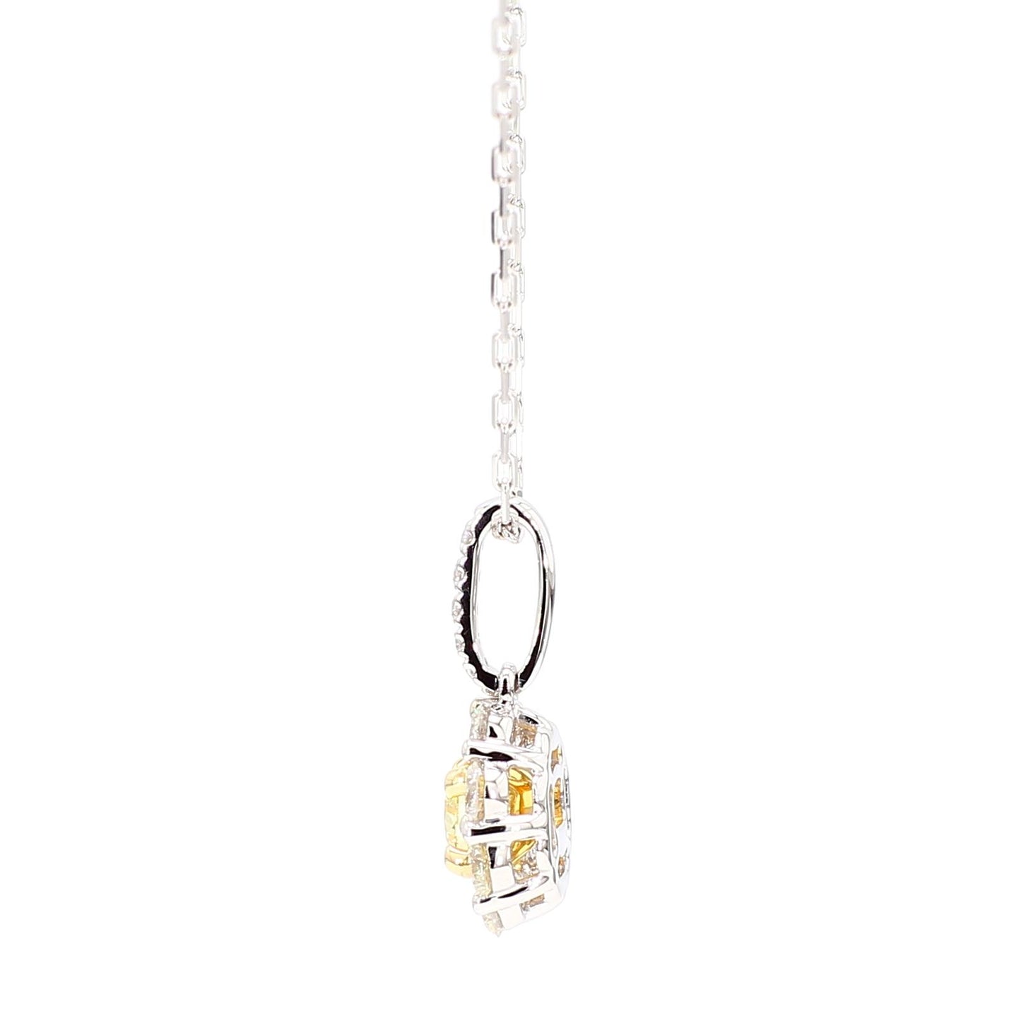 Natural Yellow Cushion Diamond 1.07 Carat TW Gold Drop Pendant