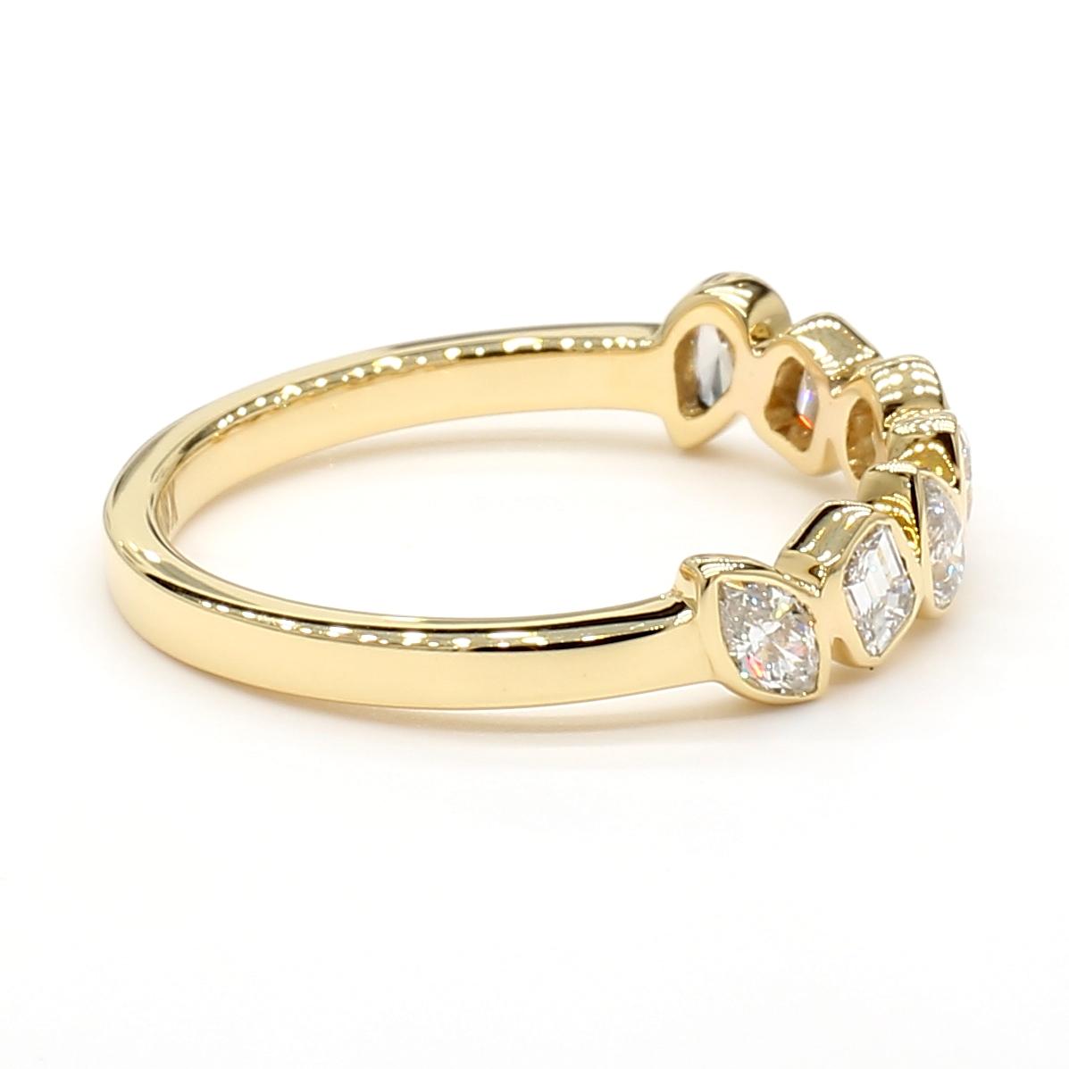 Natural White Emerald Diamond 0.73 Carat TW Yellow Gold Cocktail Band