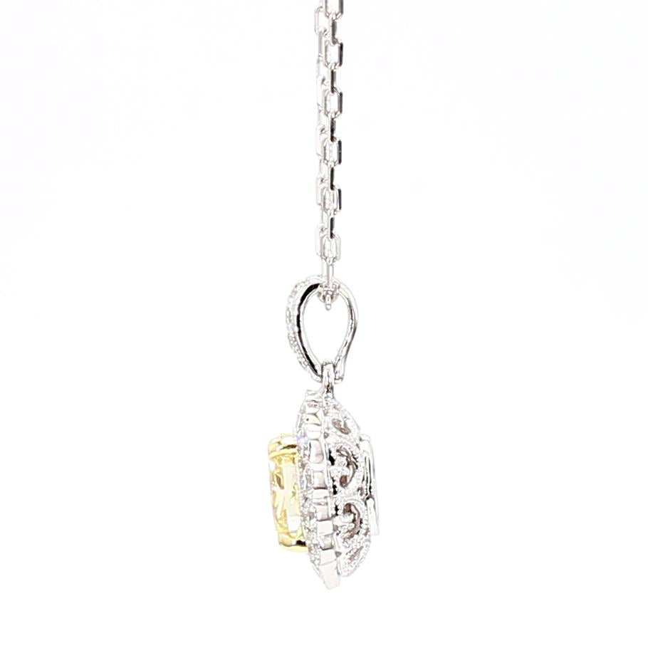 GIA Certified Natural Yellow Oval Diamond 1.20 Carat TW Gold Drop Pendant