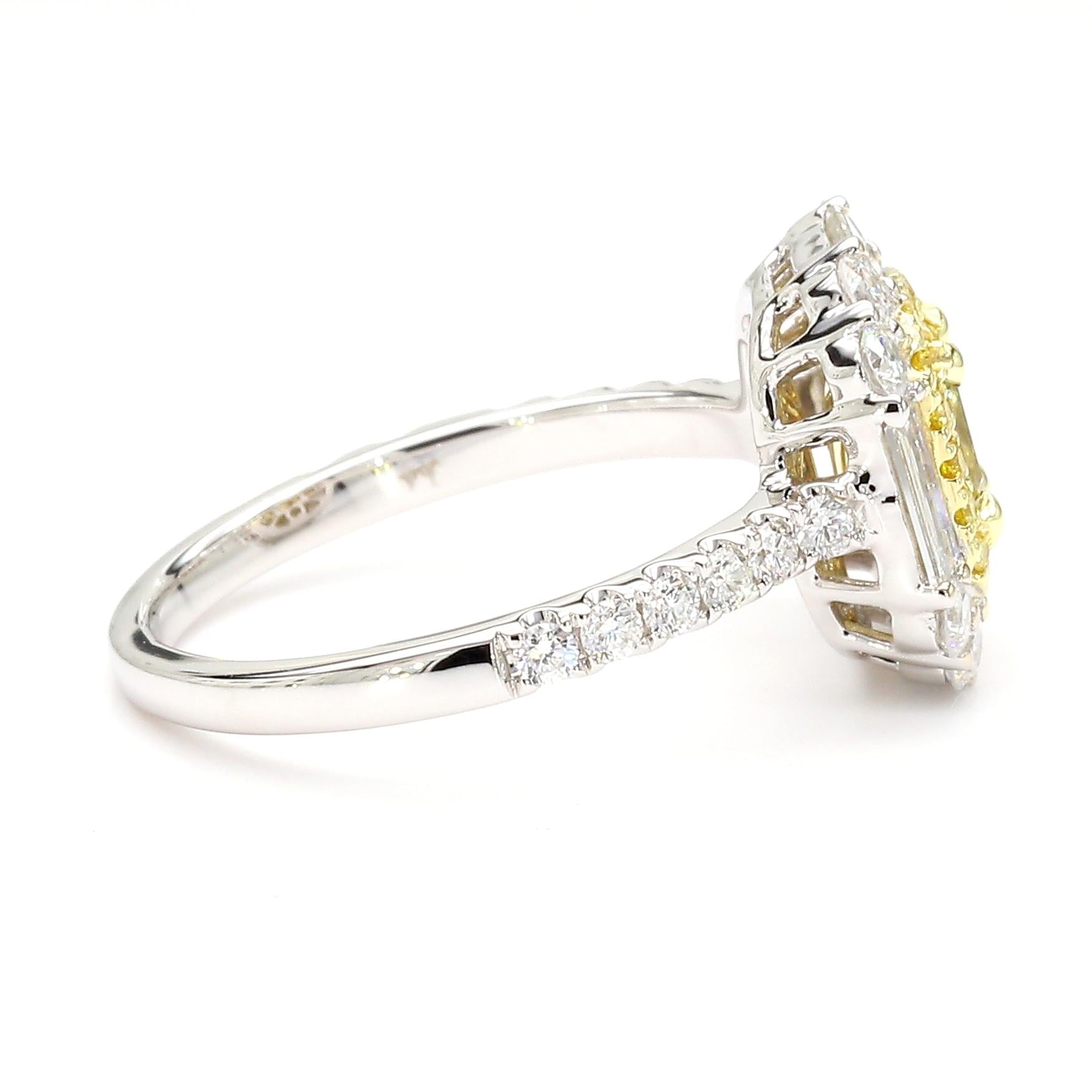 GIA Certified Fancy Yellow Cushion Diamond 1.81 Carat TW Gold Cocktail Ring