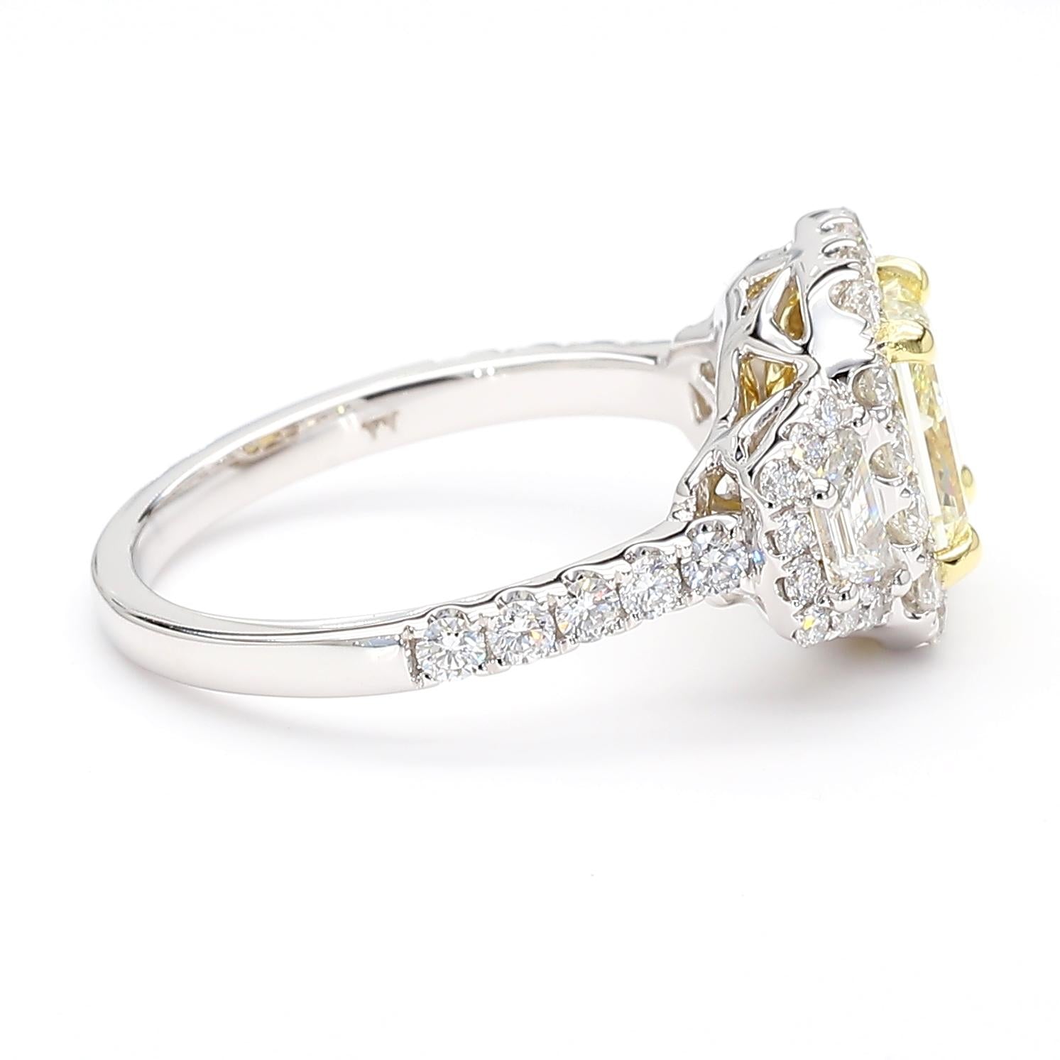 GIA Certified Natural Yellow Radiant Diamond 2.55 Carat TW Gold Cocktail Ring