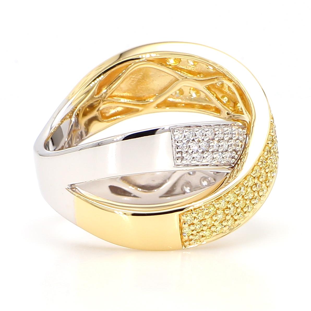 Natural Yellow Round Diamond 1.04 Carat TW Gold Cocktail Ring