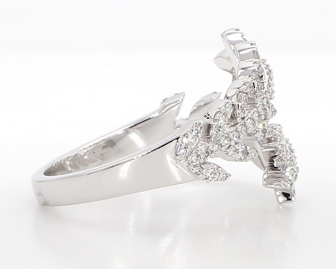 Natural White Round Diamond 0.61 Carat TW Gold Ring