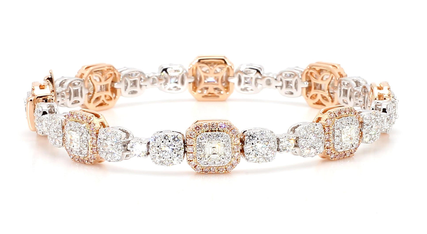 Natural White Emerald Diamond 6.04 Carat TW Gold Tennis Bracelet