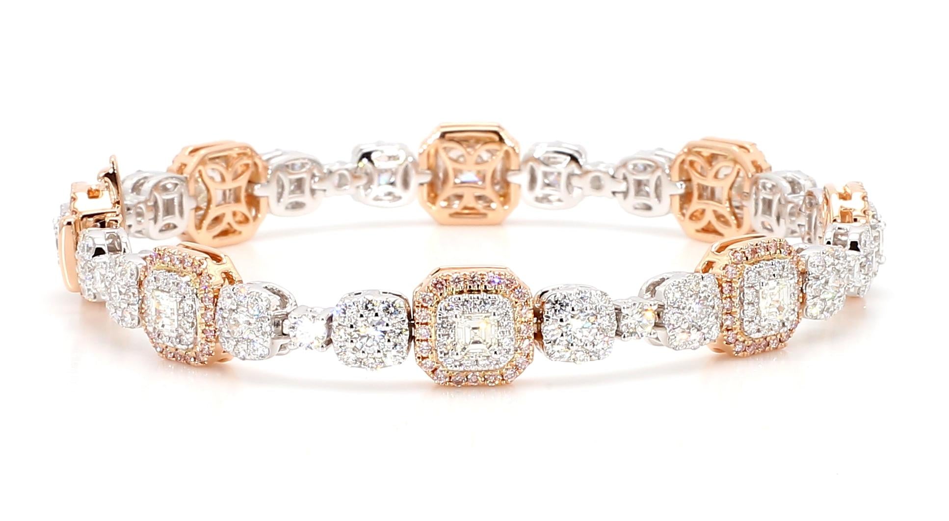 Natural White Emerald Diamond 6.04 Carat TW Gold Tennis Bracelet