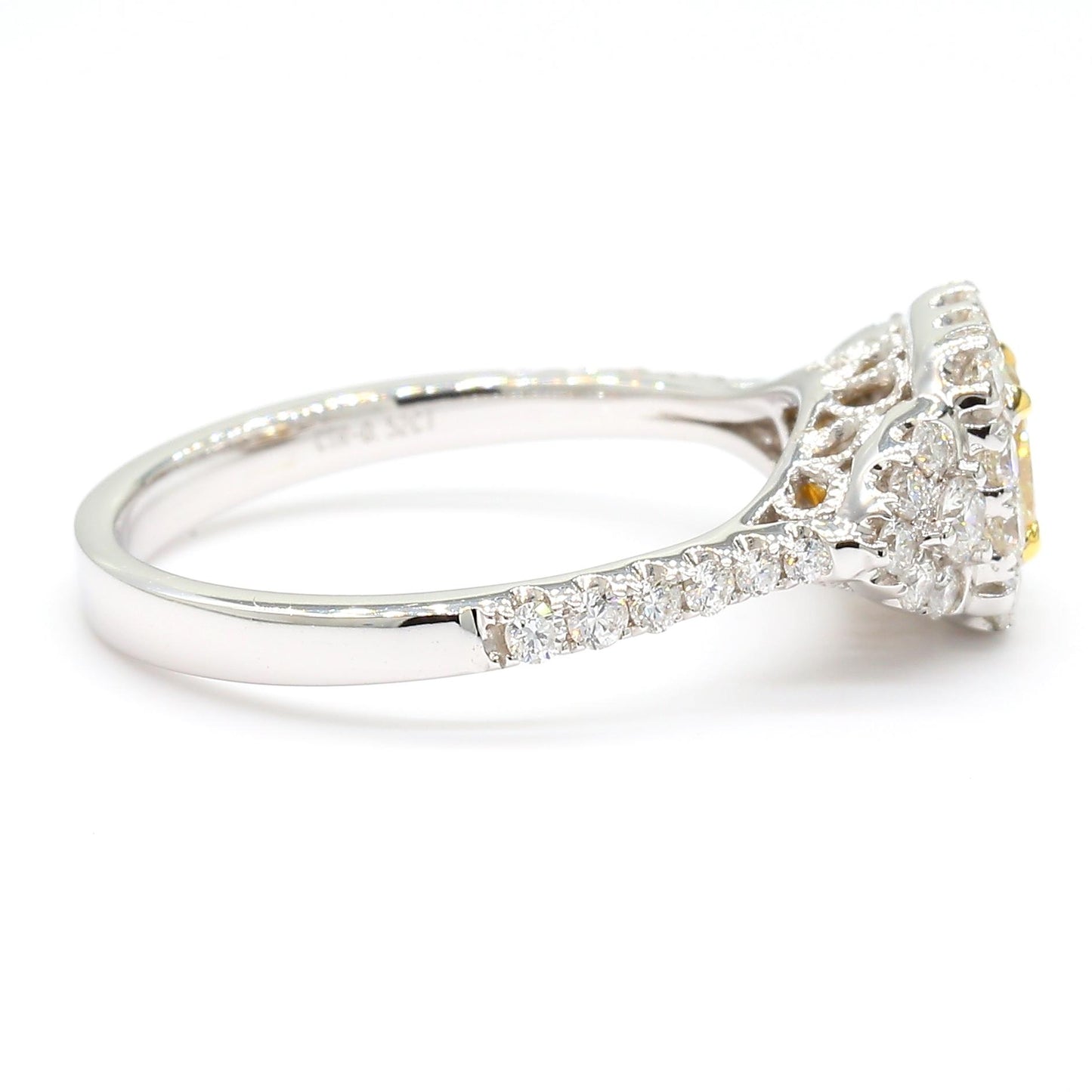IGI Certified Natural Yellow Cushion Diamond 1.17 Carat TW Gold Ring