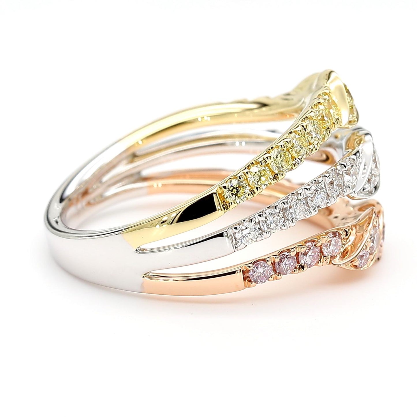 Natural Pink Round Diamond 0.95 Carat TW Gold Cocktail Ring