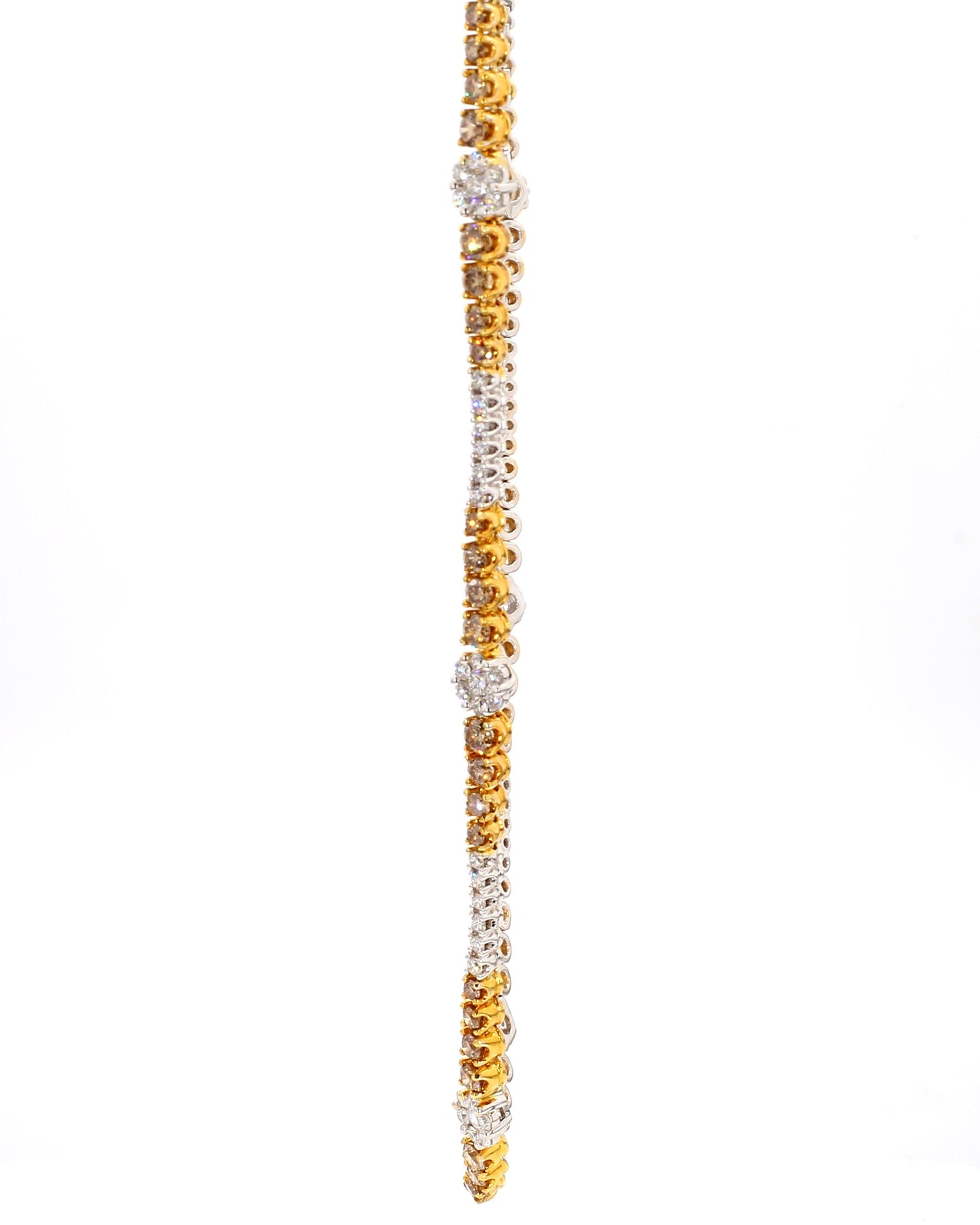 Natural Brown Round Diamond 8.18 Carat TW Gold Necklace