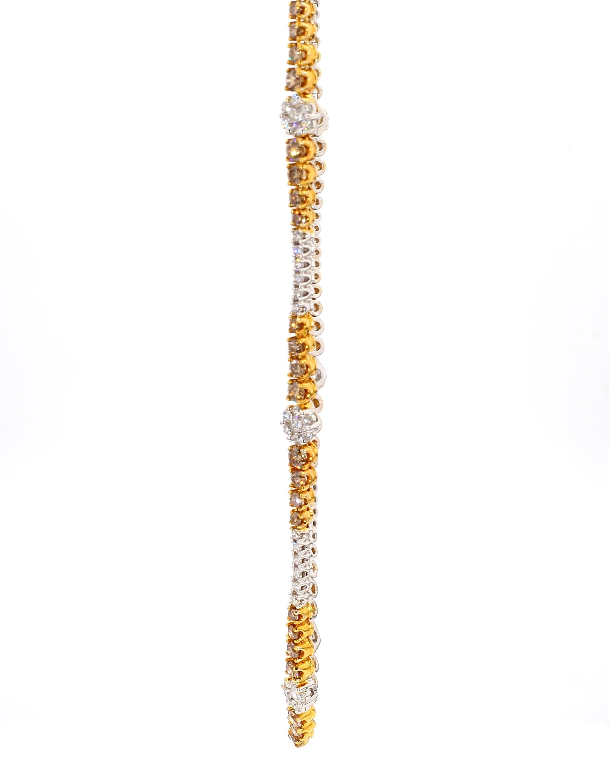Natural Brown Round Diamond 8.18 Carat TW Gold Necklace