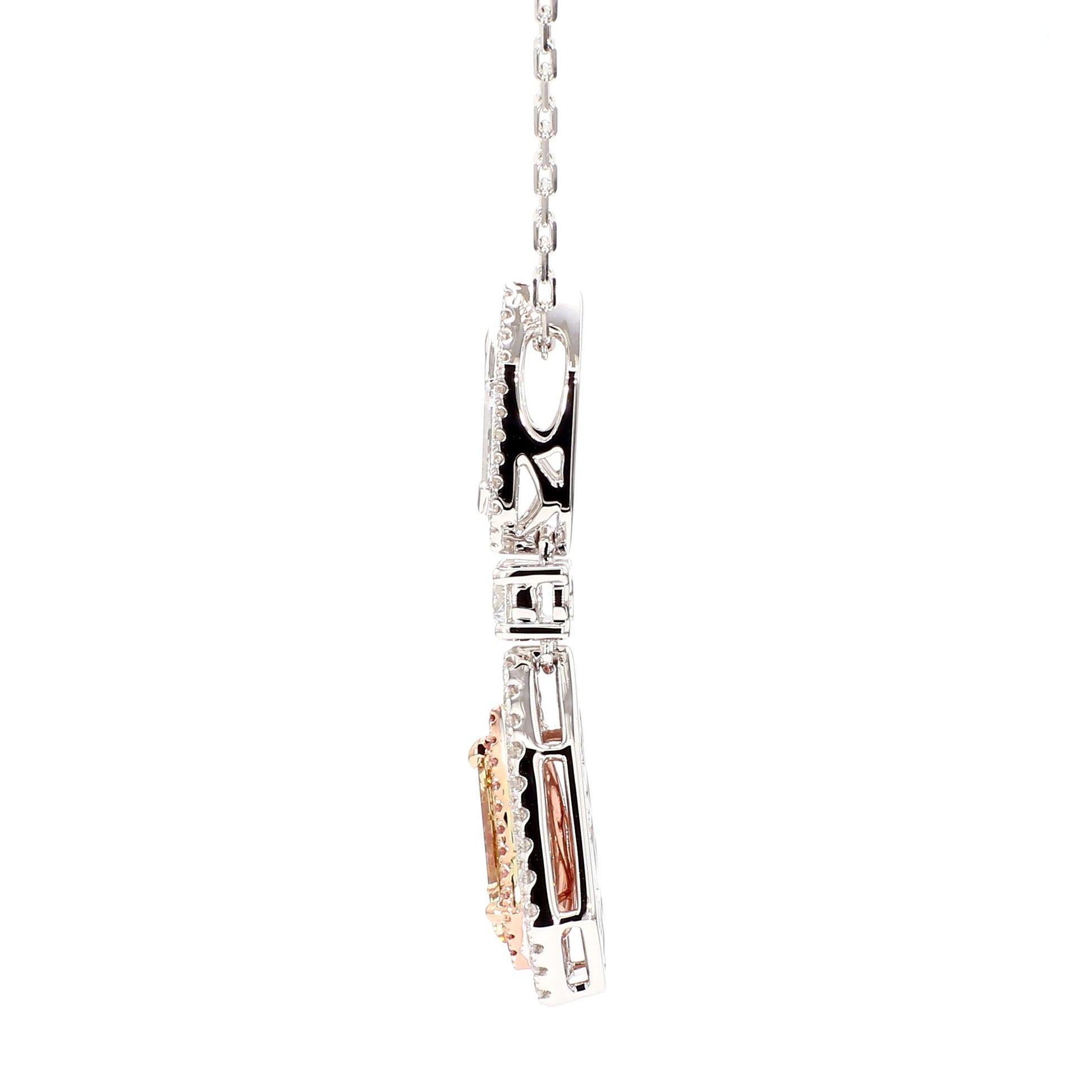 GIA Natural Fancy Brown-Yellow Shield Diamond 1.97 Carat TW Gold Necklace